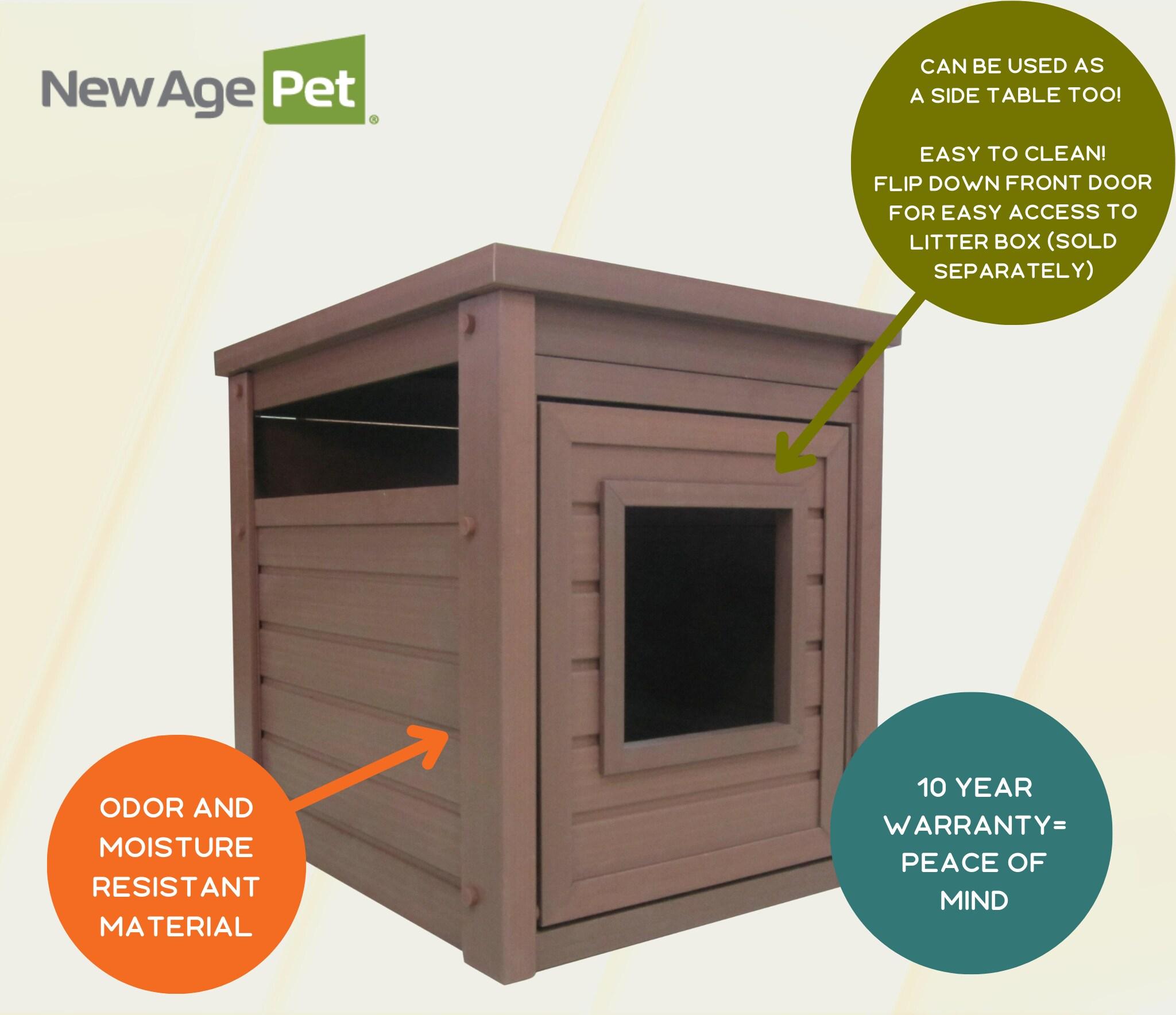 New Age Pet® ECOFLEX® Litter Loo® Litter Box Enclosure End Table, Durable and Eco-Friendly Wood Plastic Composite, Easy to Clean, Flip Down Door for Simple Cleanup, No Tool Assembly- Russset Brown