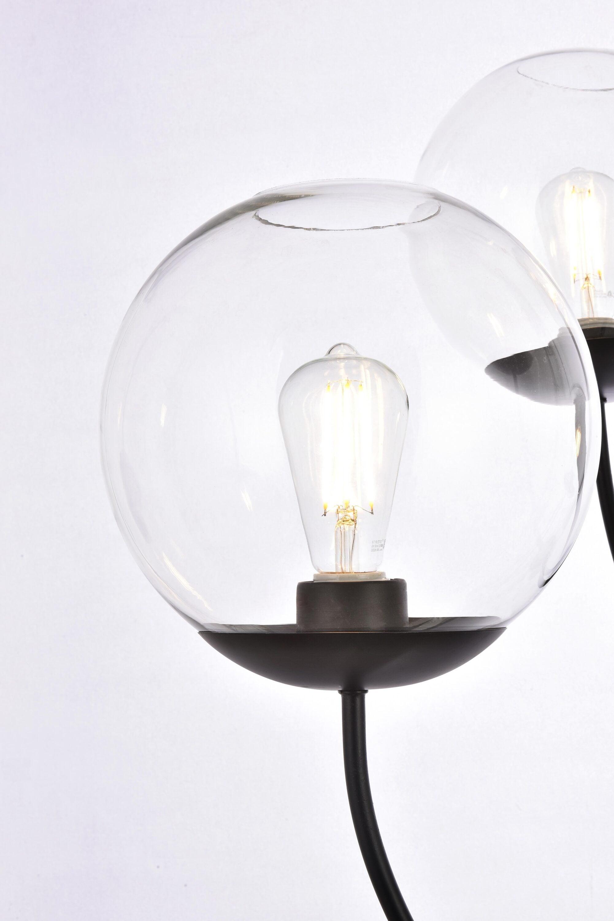 Elegant Lighting Lennon 31.5 inch pendant in black with clear shade