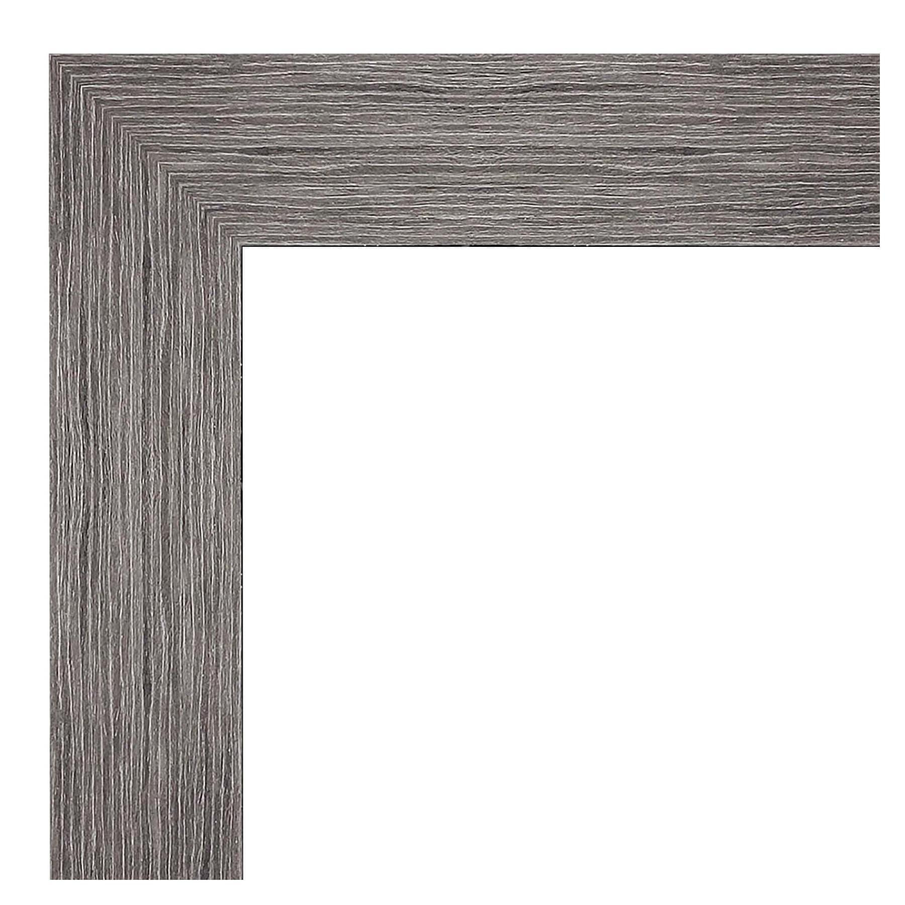 Amanti Art Grey Bathroom Mirror for Over Sink, 26x22 Pinstripe Plank Grey Rectangle Vanity Mirror, Small Country Rustic Frame, Hangs Horizonally and Vertically, Bathroom Wall Decor, Beveled Edge