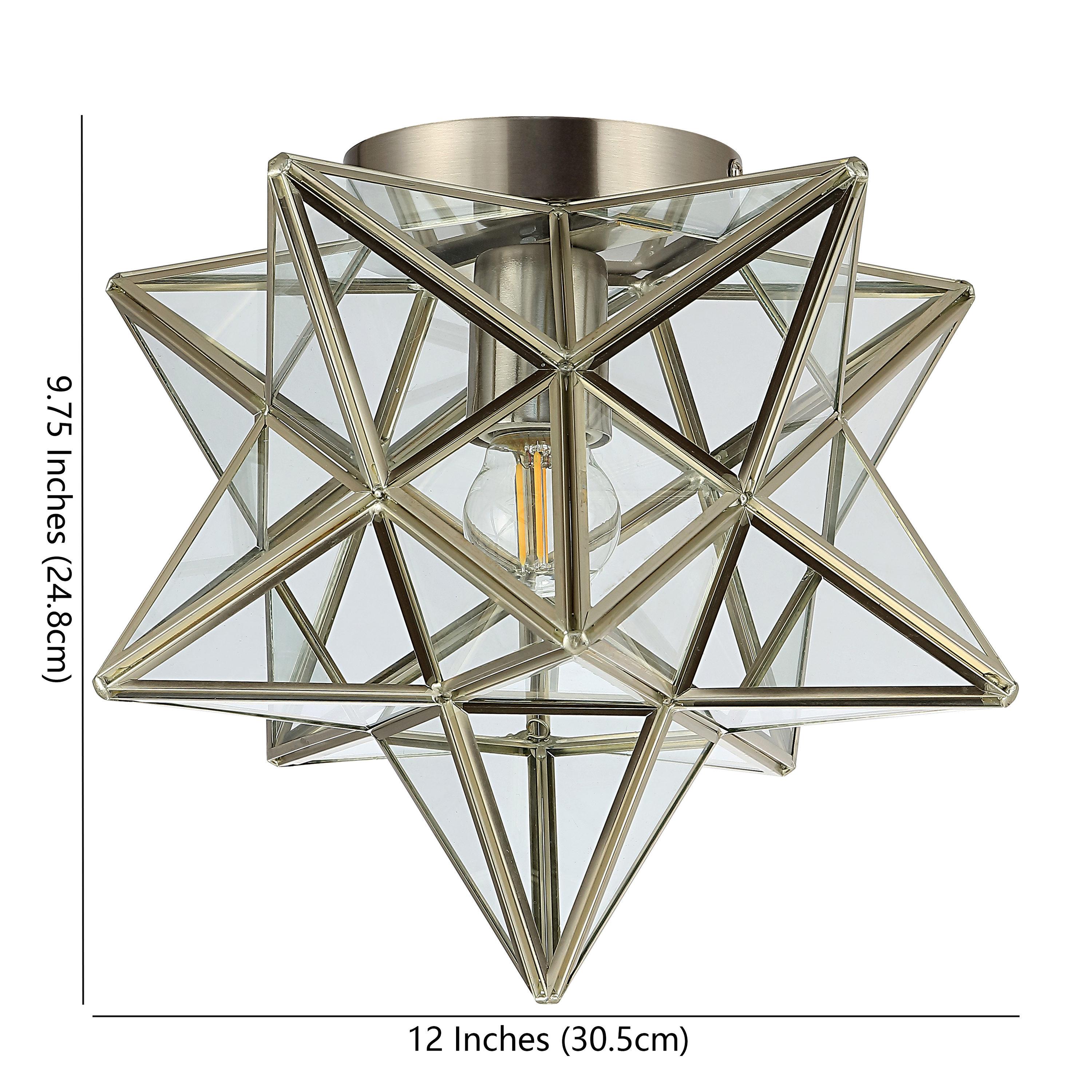 Stella 12" Moravian Star Metal/Glass LED Flush Mount, Nickel