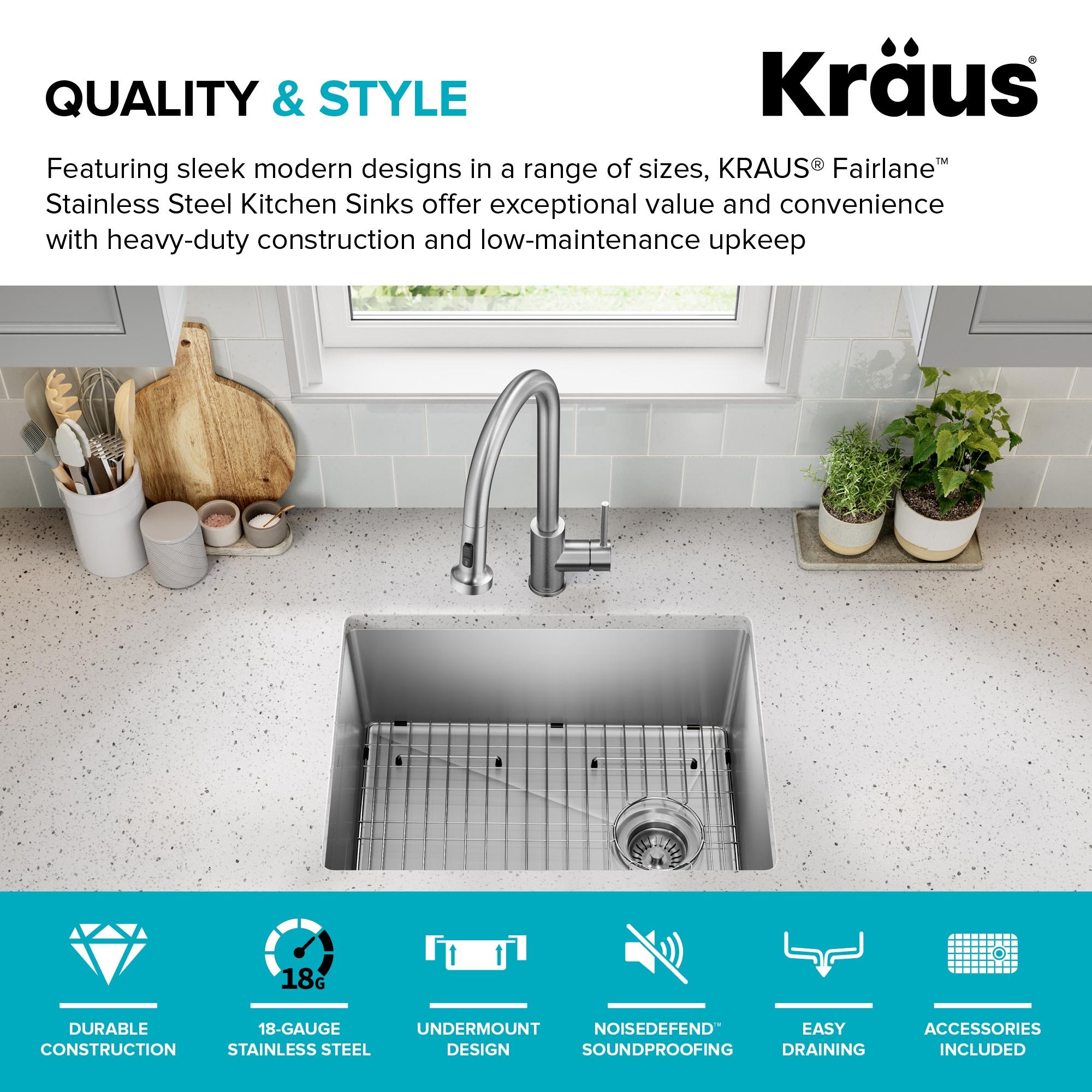 KRAUS Fairlane Undermount 18-Gauge Stainless Steel Kitchen Sink