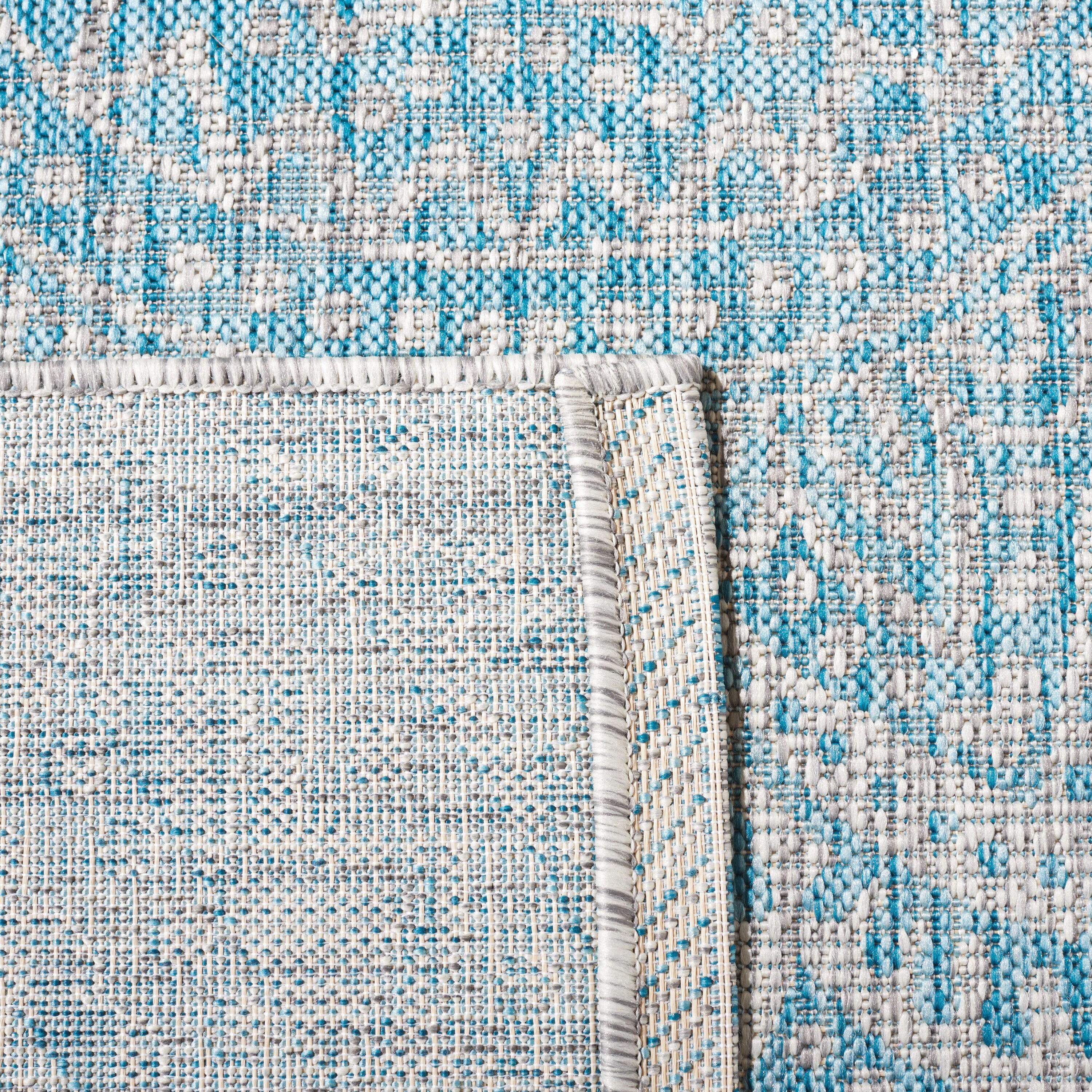 Courtyard CY8734 Power Loomed Indoor and Outdoor Area Rug - Light Grey/Aqua - 5'3"x7'7" - Safavieh