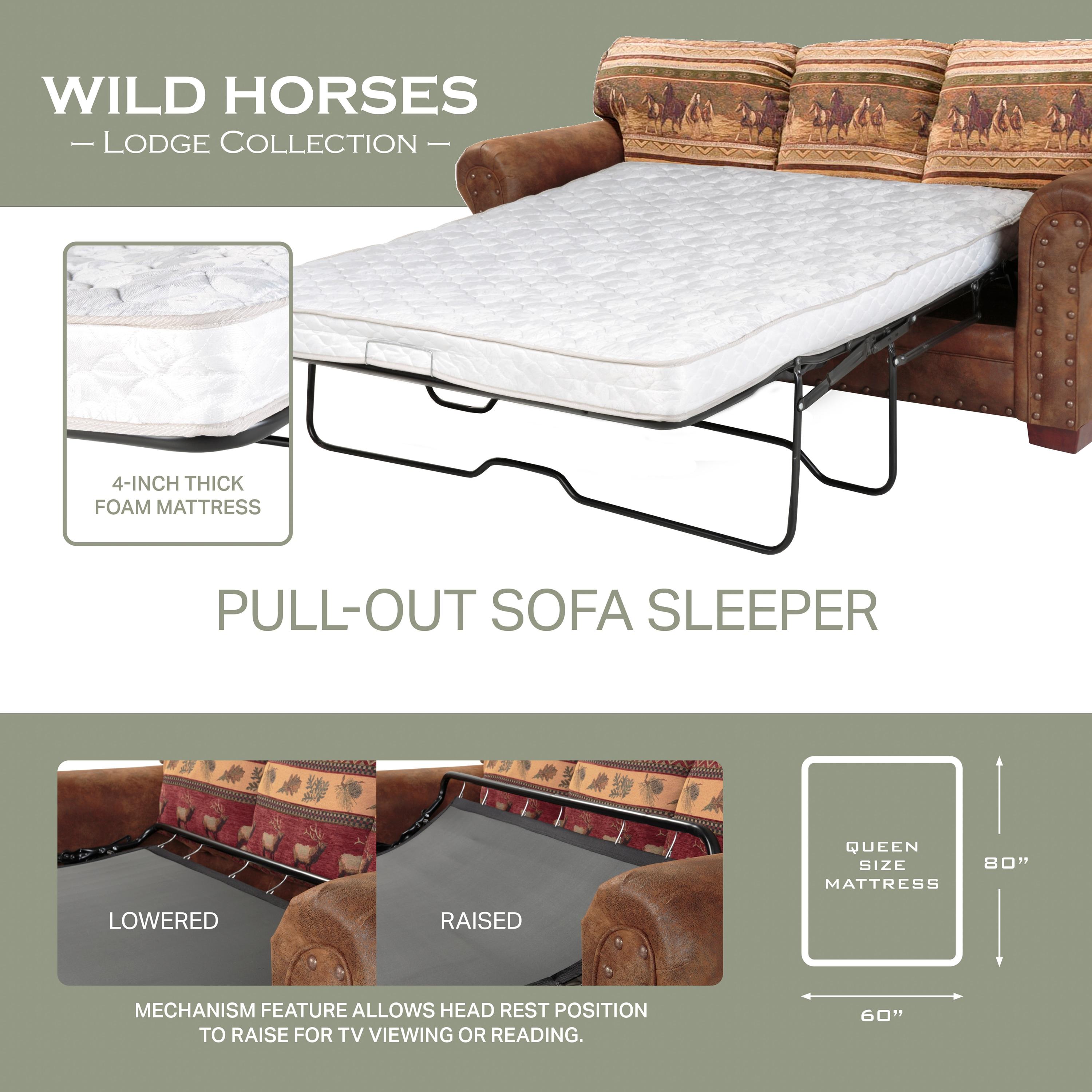 American Furniture Classics Model 8500-40S Lodge Style Wild Horses 4-Piece Set with Sleeper