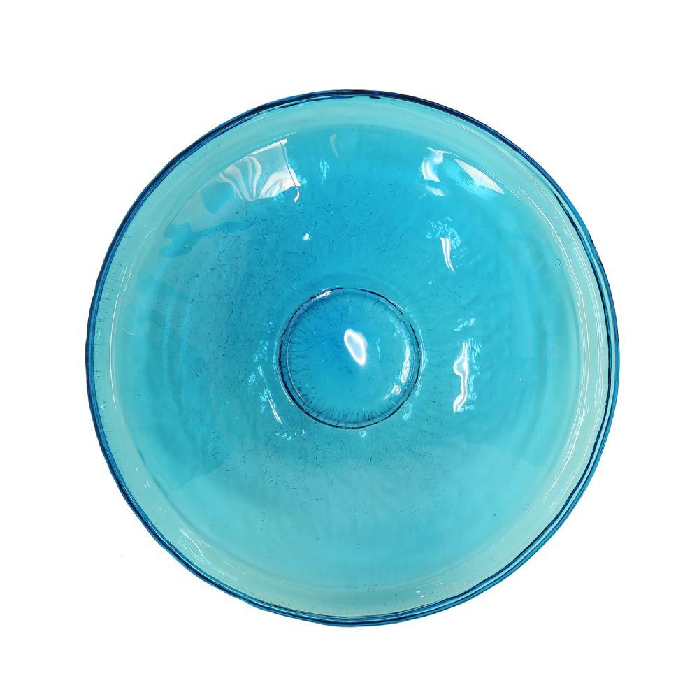 2.5" Reflective Crackle Glass Birdbath Bowl Teal Blue - Achla Designs: Hand-Blown, Weather-Resistant, Freestanding