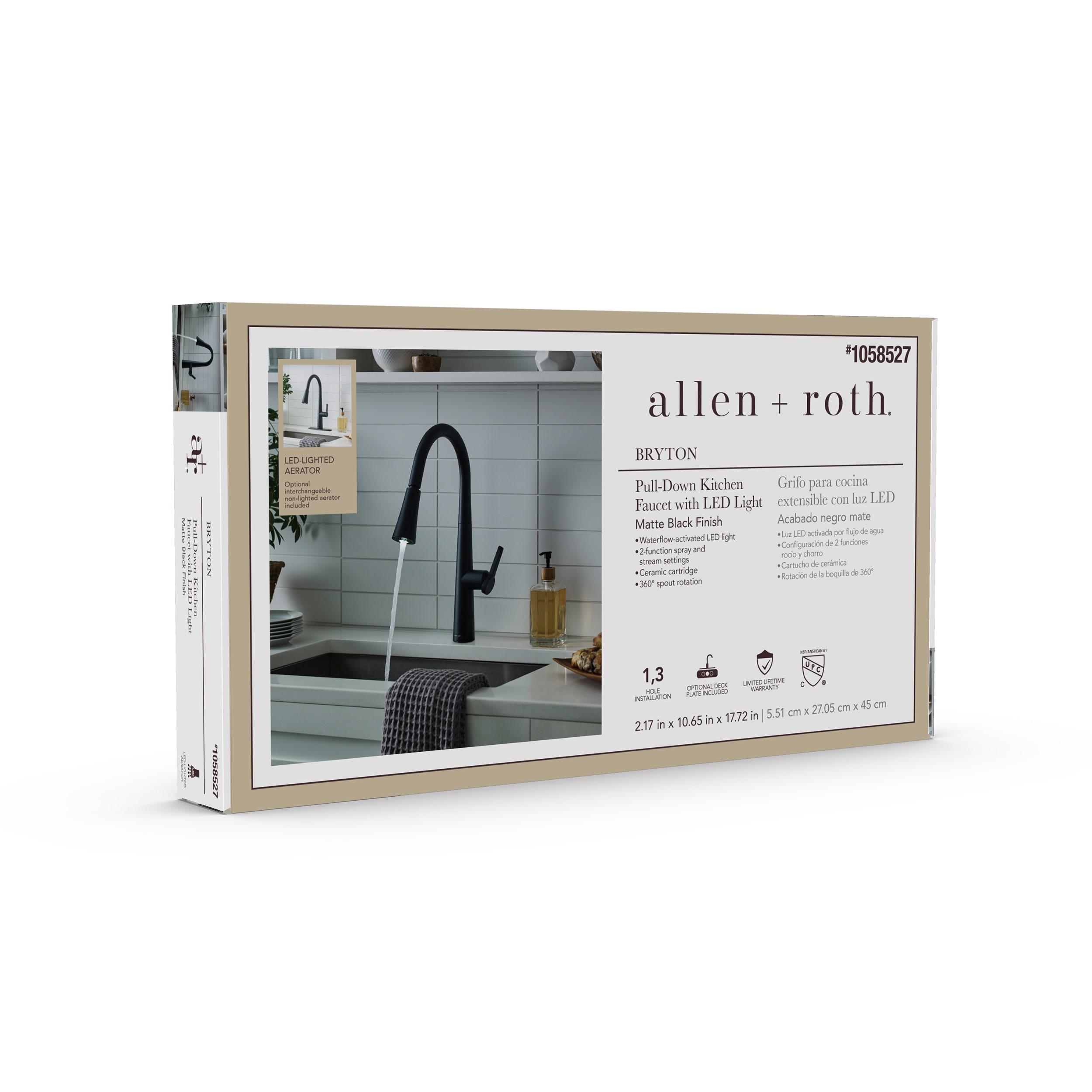 Allen roth Bryton Matte Black 1-Handle Deck-Mount Pull-Down Handle Kitchen Faucet (Deck Plate Included)