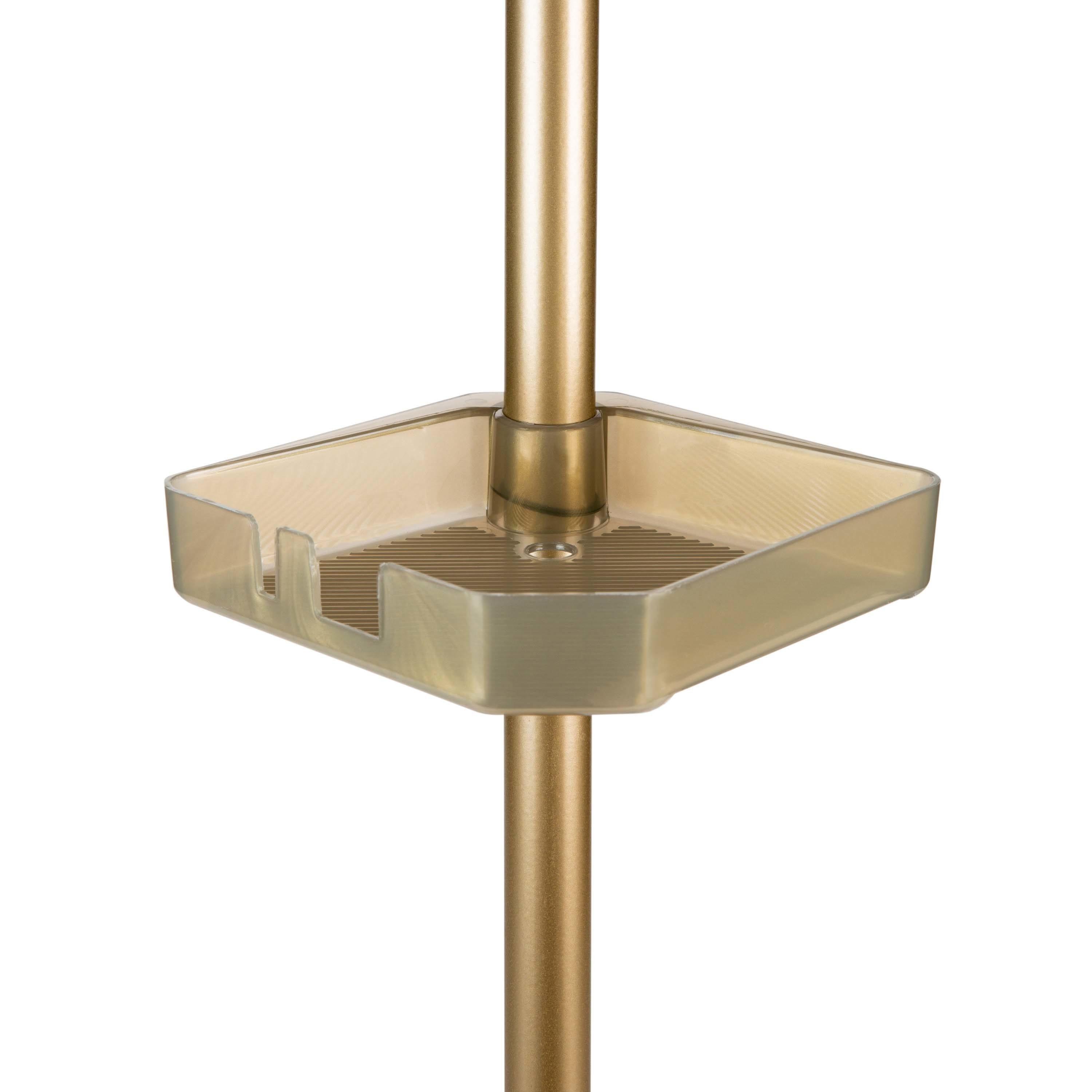 4 Tier Tension Corner Shower Caddy White/Gold - Bath Bliss
