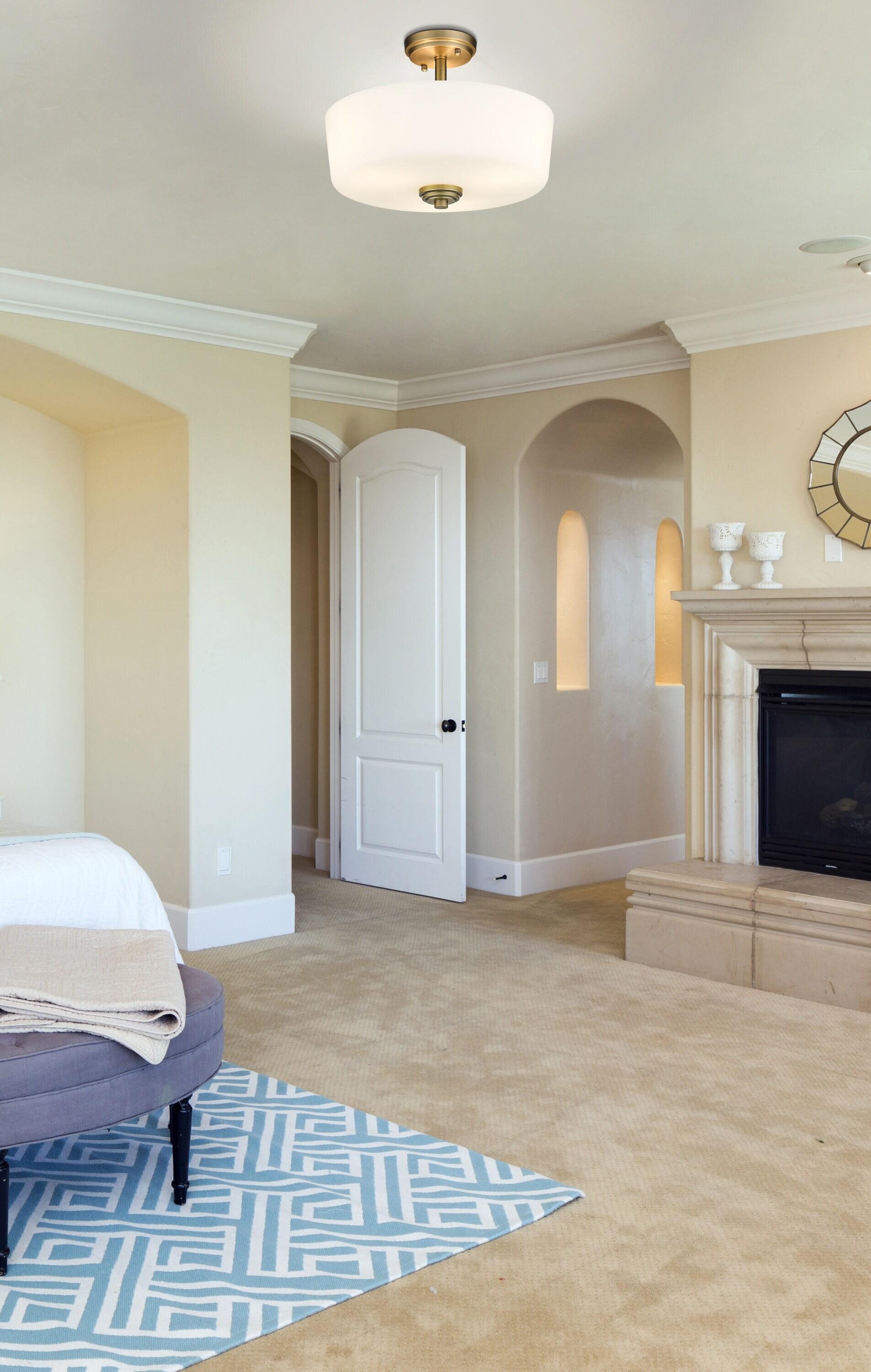 Z-Lite 220SF3-HBR Arlington 15 Inch Flush Mount Ceiling Light, Brass