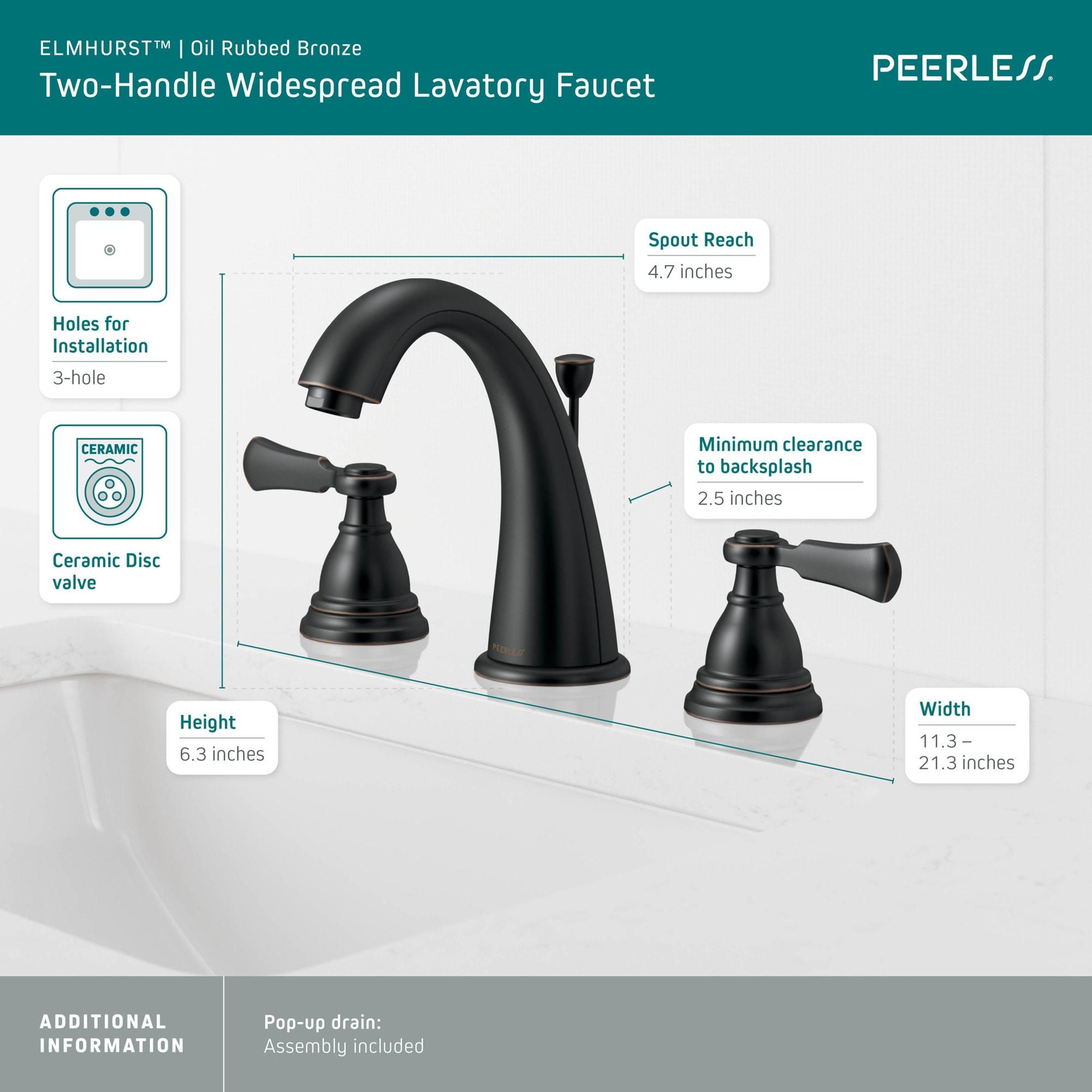 Elmhurst Widespread 2-handle Bathroom Faucet with Drain Assembly