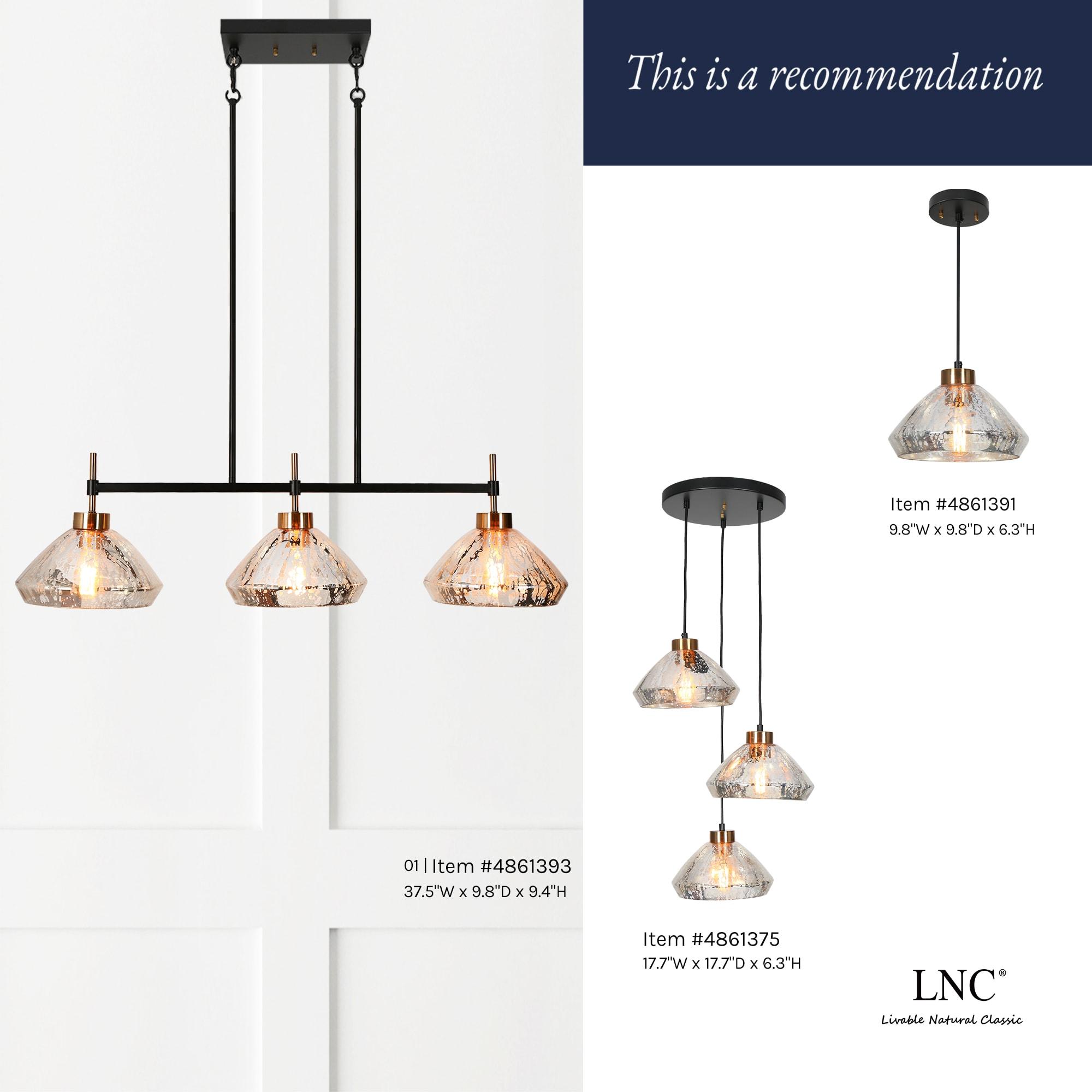 LNC Anila 1-Light Matte Black and Polished Gold Linear LED Kitchen Island Light: UL Listed, Adjustable Height, E26