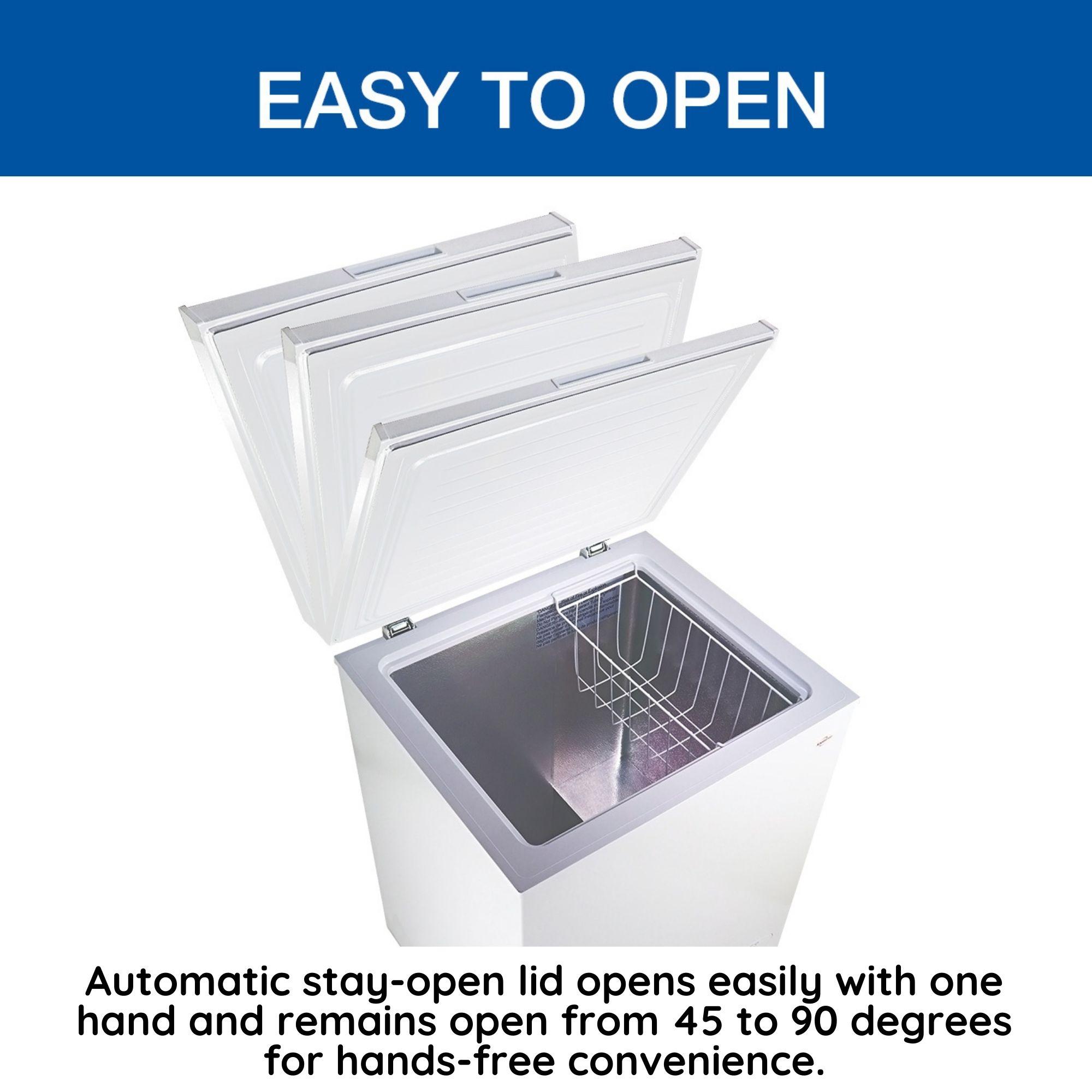 Koolatron 3.5 cu ft Compact Chest Freezer 99L White Manual Defrost Deep Freeze Storage Basket Space-Saving Flat Back