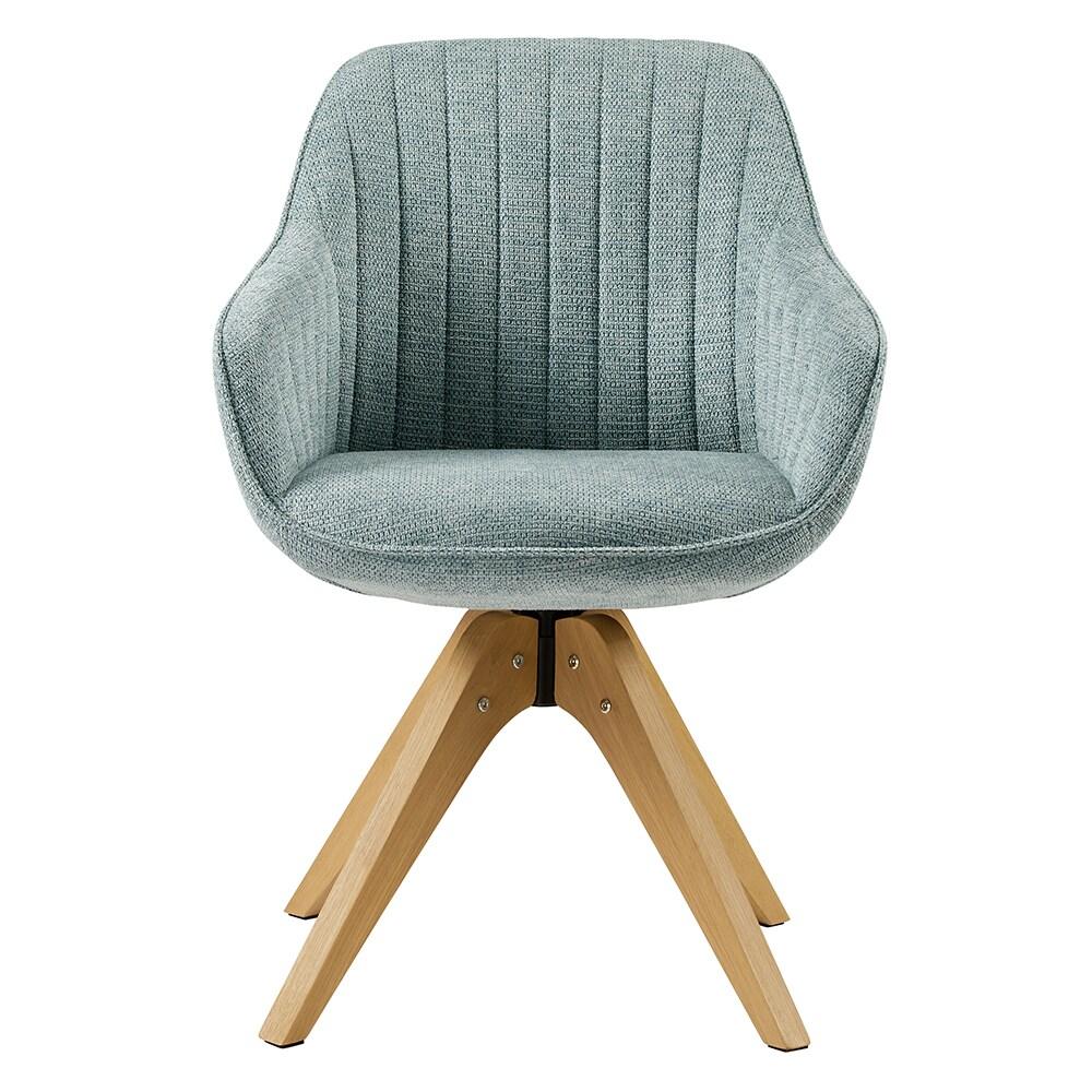 Art Leon Mid Century Accent Chair Fabric Swivel Beech Wood Legs, Light Blue