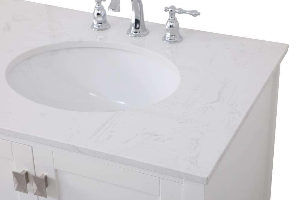 Elegant Decor Tocador de Baño Doble Irene de 72" de Madera Maciza y Piedra en Blanco