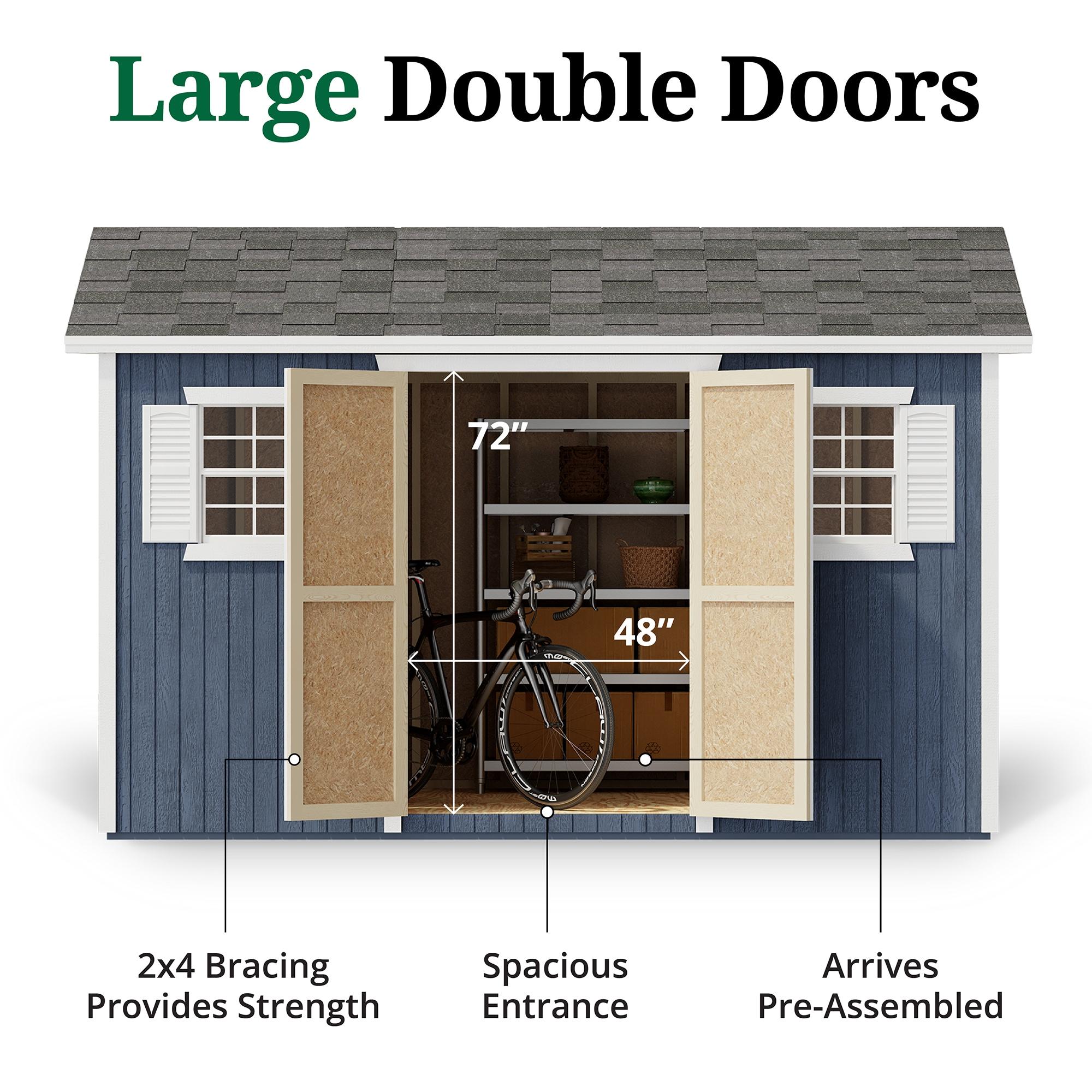 Little Cottage Co. 8x12 Classic Workshop Shed with Operable Windows and Floor, Outdoor Wood Storage Do-It-Yourself Precut Kit