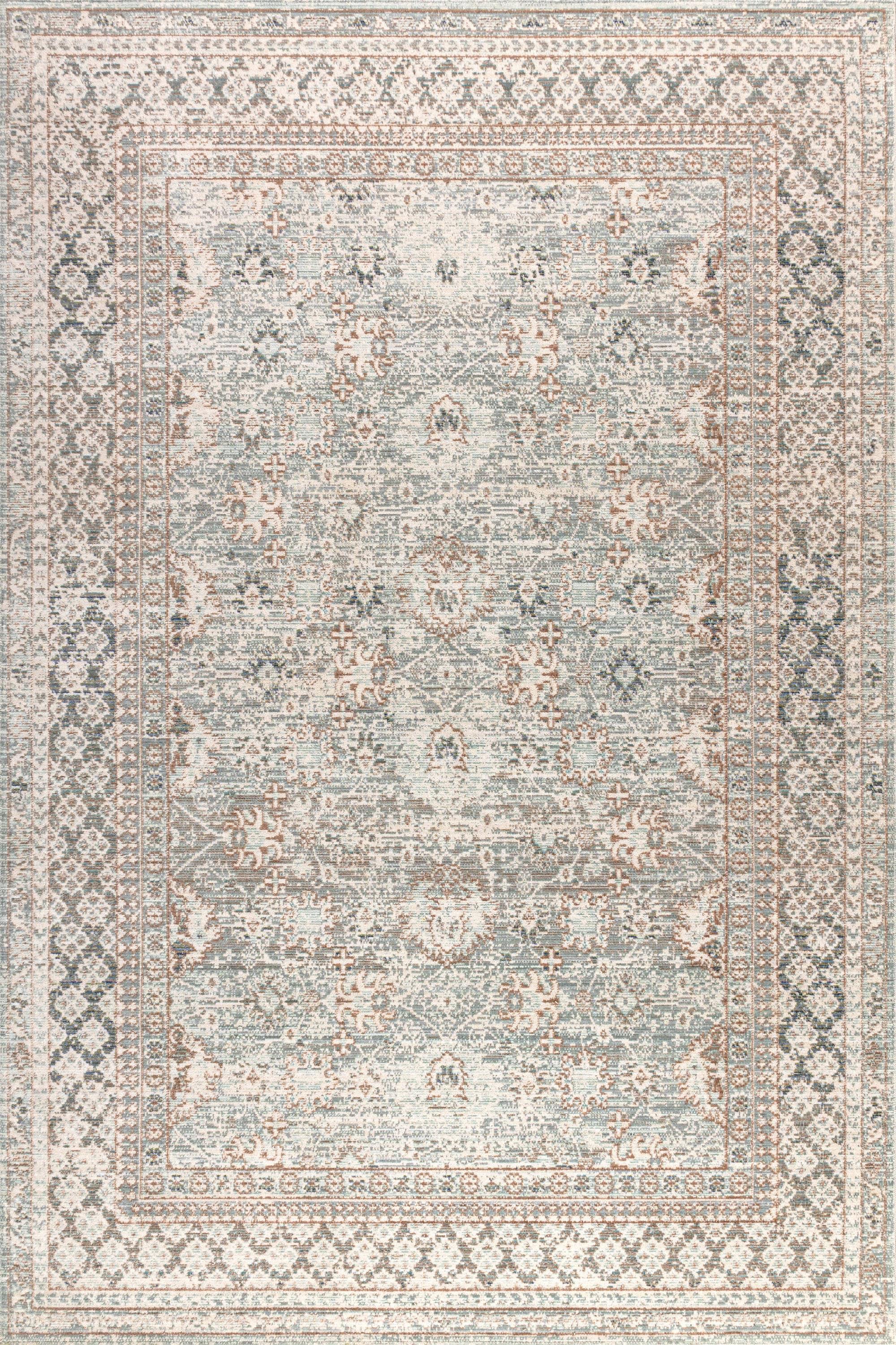 Elegant Argyle Light Blue/Ivory Synthetic 3x5 Area Rug