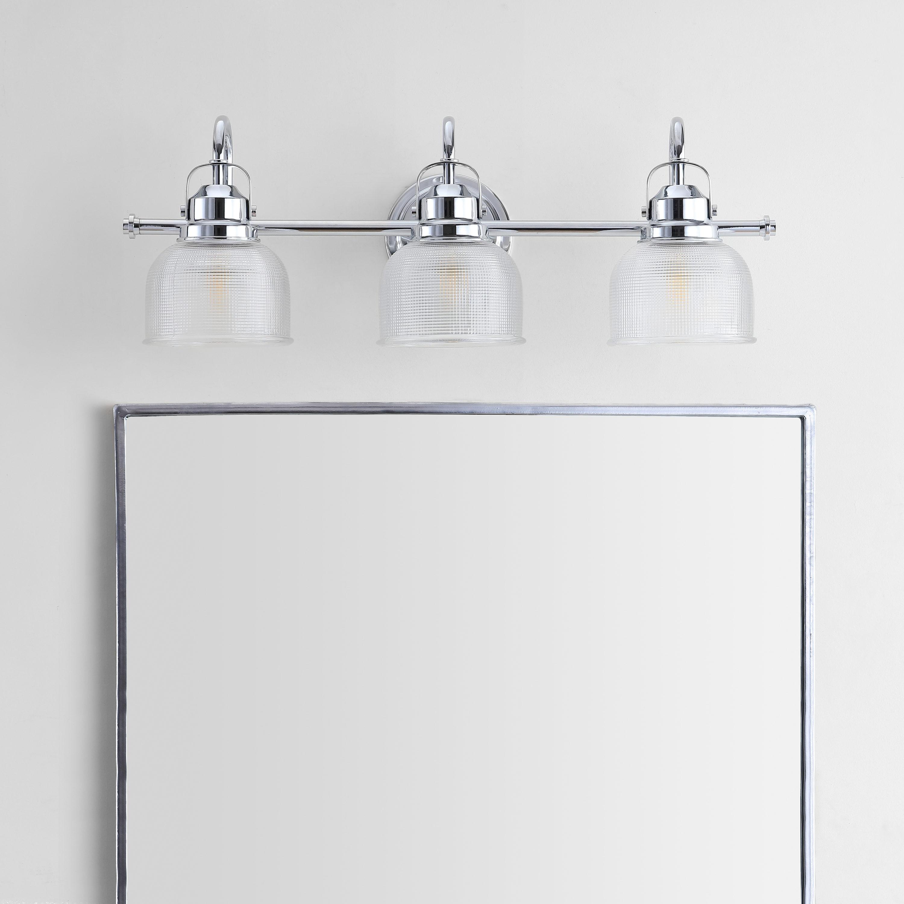 JYL7409A Virginia 25.25" 3-Light Metal/Glass LED Traditional Classic Vanity Light Modern 2700K LED 4W Bulbs Entryway Lobby Kitchen Bathroom Bedroom Living Room Hallway, Chrome