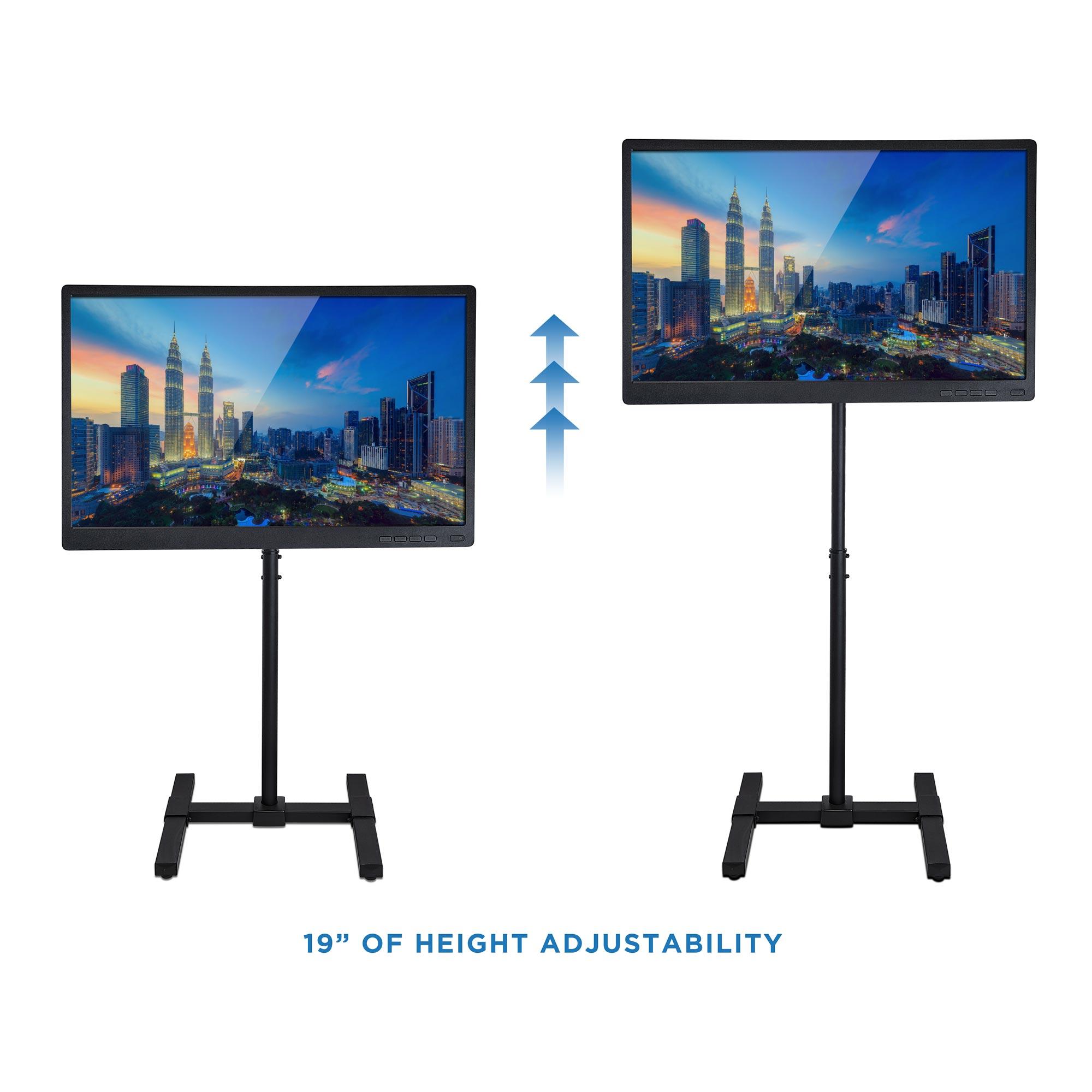 Mount-It! Height Adjustable TV Floor Stand | Universal Pedestal TV Stand For 13 - 42 Inch Screens | For Indoor and Outdoor Portable TV Mount | Black