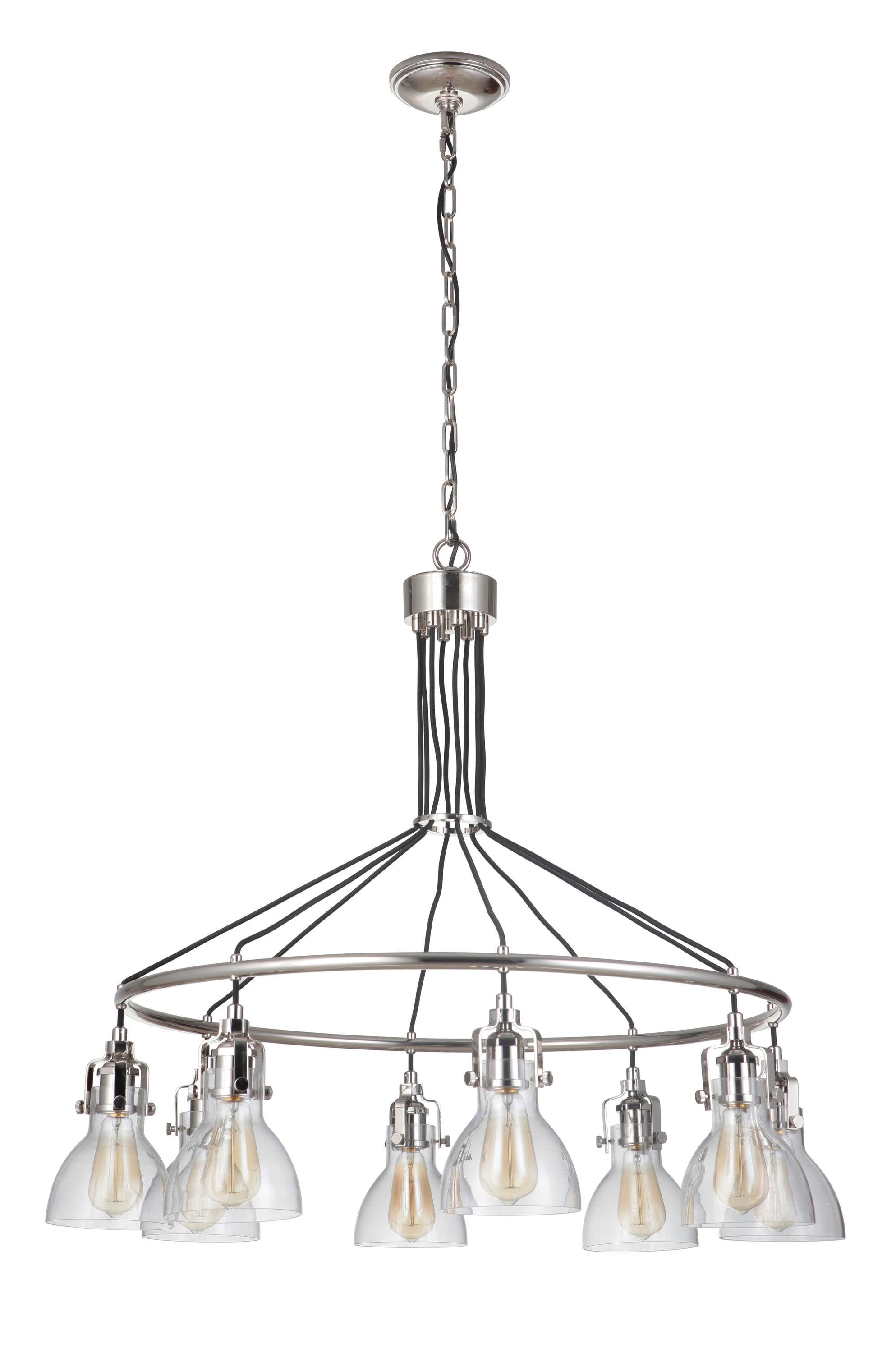 Polished Nickel 8-Light Chandelier with Clear Glass Shades