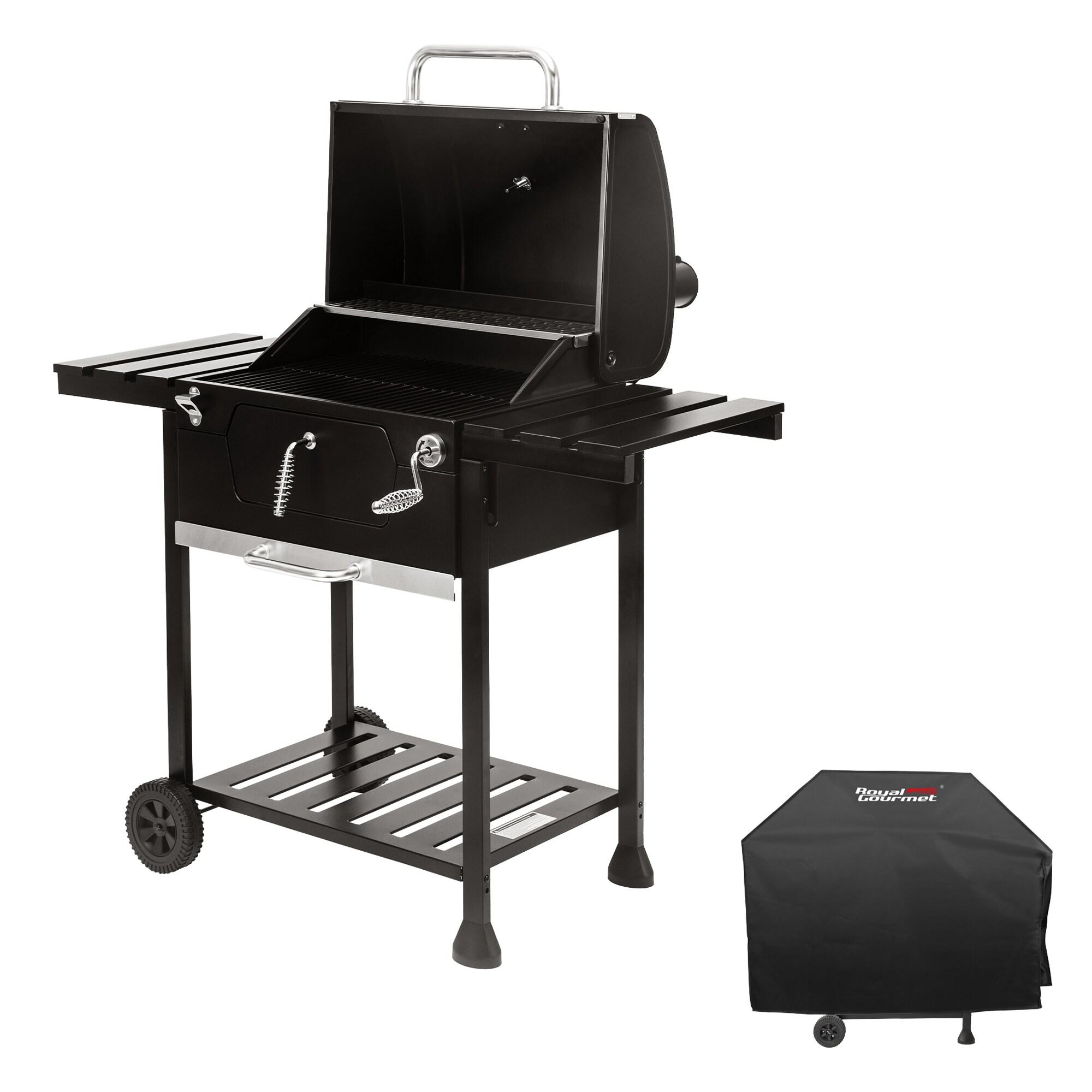 Royal Gourmet 24" Crop Barrel Charcoal Grill with Side Shelf and Cover