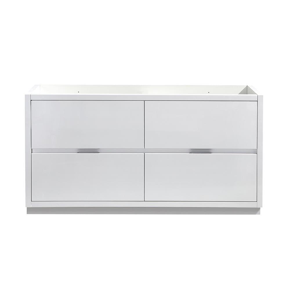 Fresca Valencia 60" Double Sinks Wood Bathroom Cabinet in Glossy White