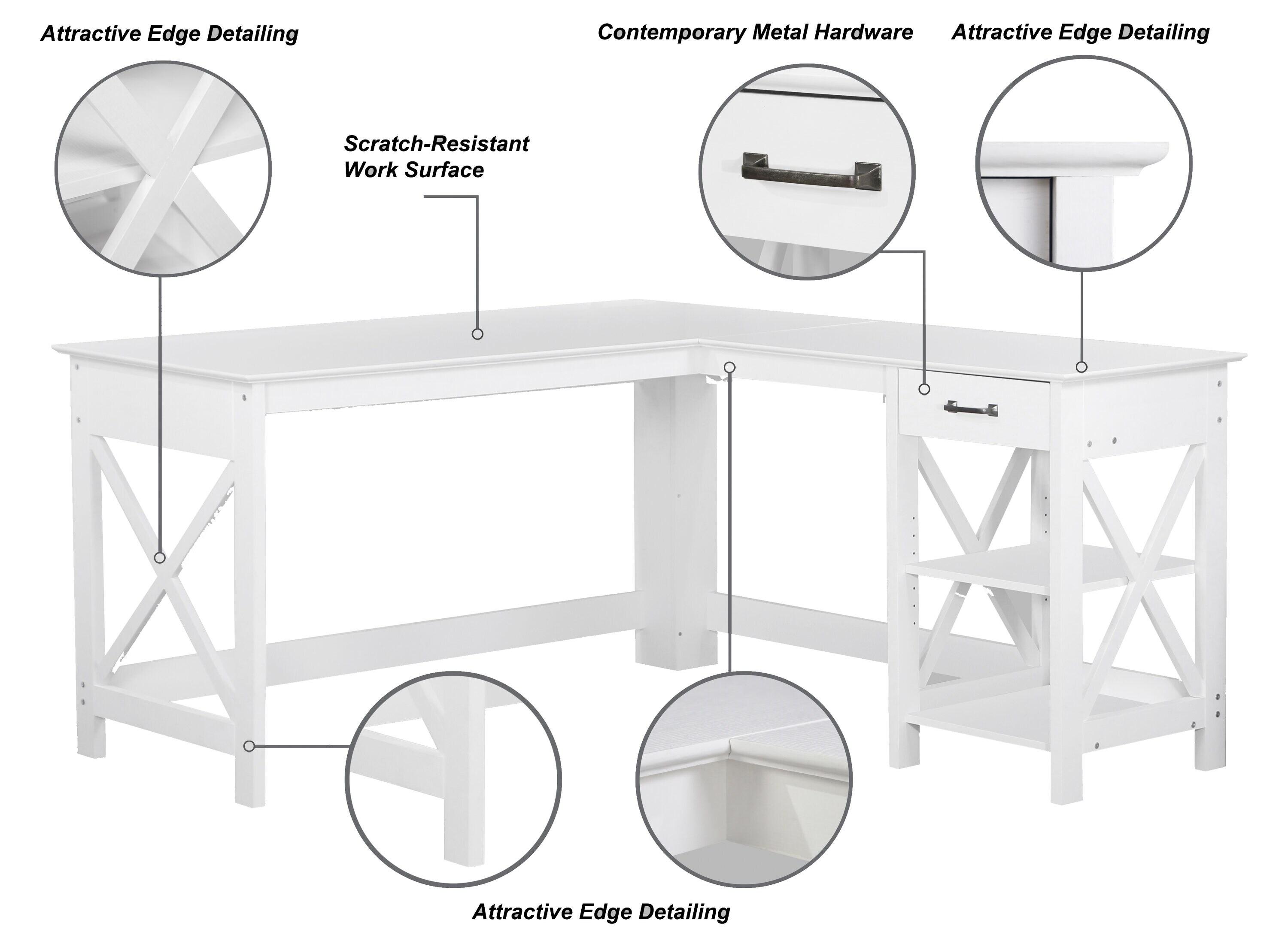 Saint Birch L-Desk, White