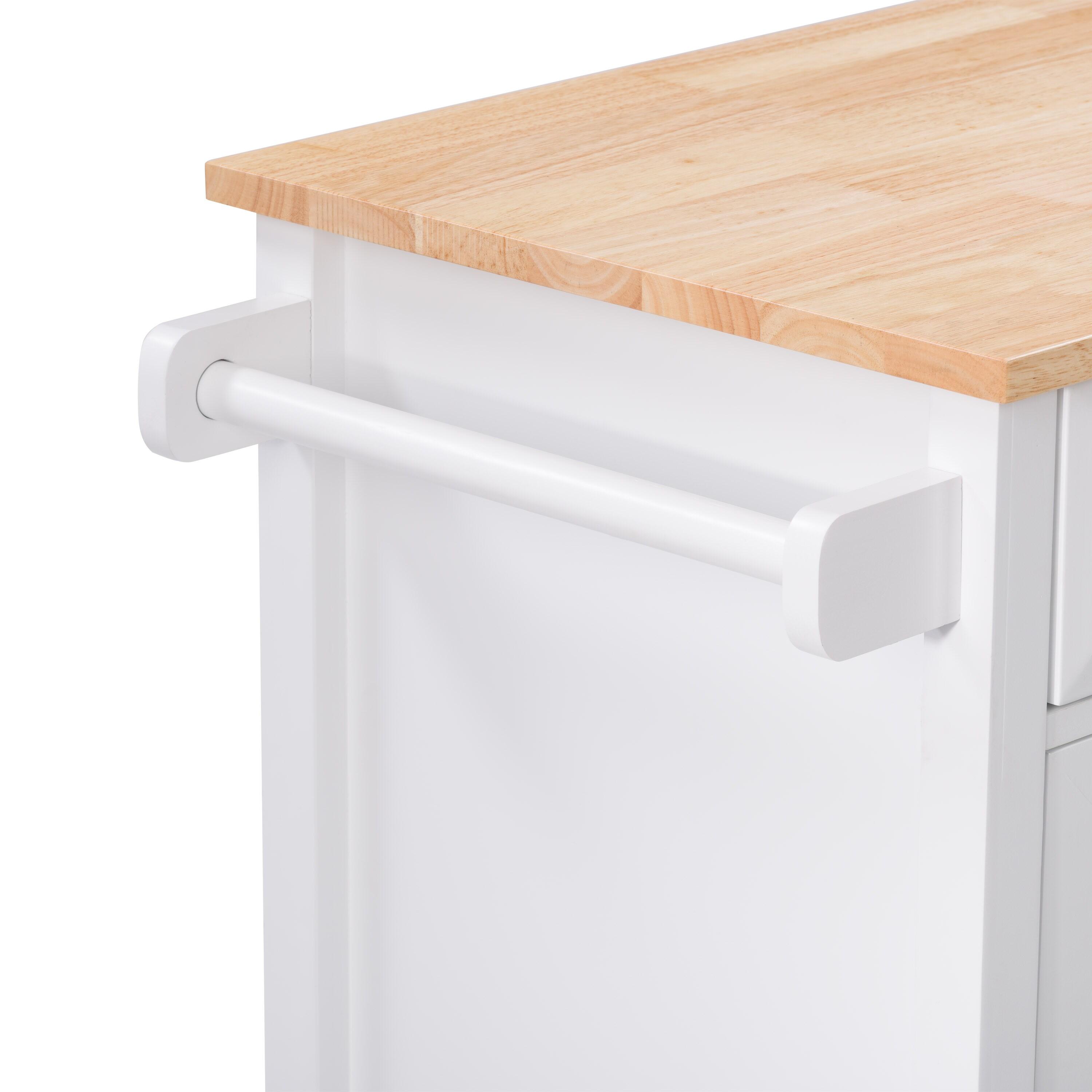 Sage Wood Kitchen Cart with Cupboard White - CorLiving