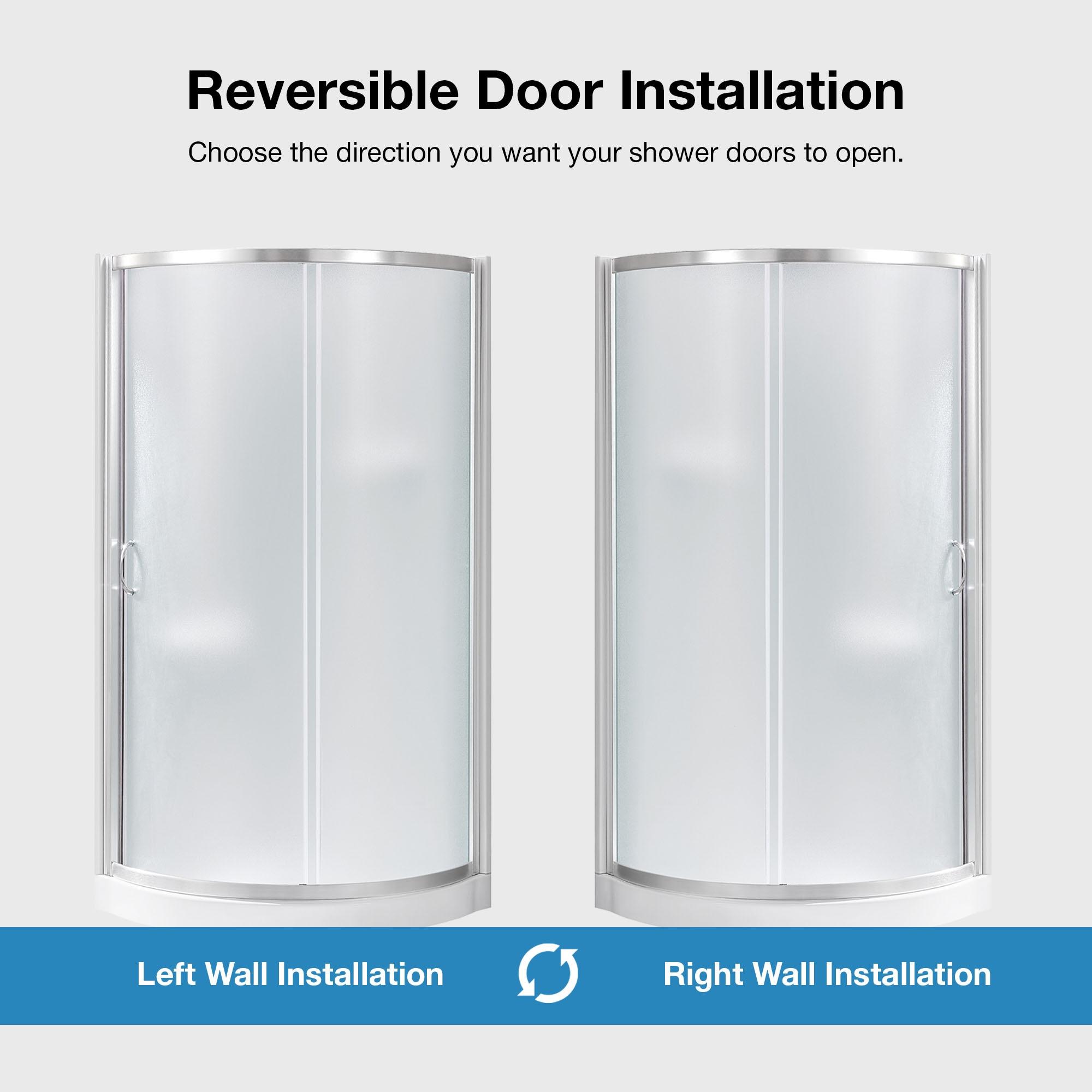 Ove Decors 15SKA-BREF34-SATAC OVE Decors Breeze 35 in. Round Shower Kit w/ Frosted, Base, Wall