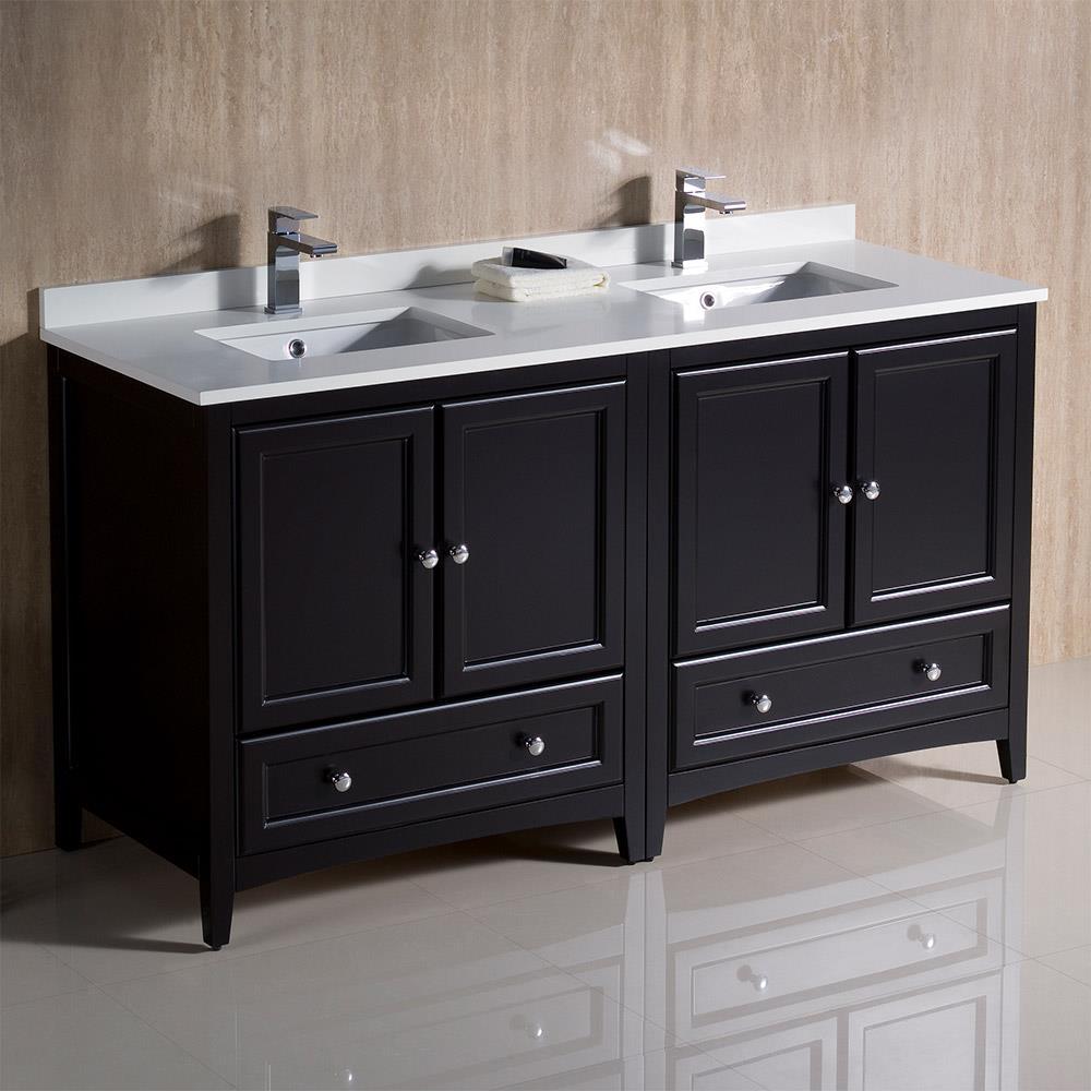 Oxford 60" Freestanding Double Sink Bathroom Vanity with Top and Sinks (Faucets Not Included)