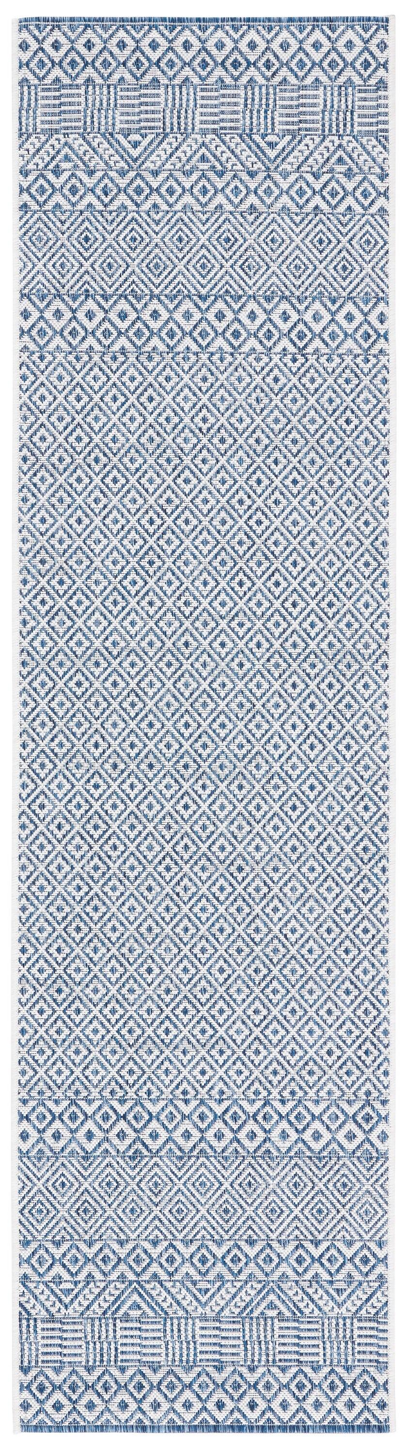 Courtyard CY8235 Power Loomed Indoor and Outdoor Runner Rug - Blue/Navy - 2'3"x5' - Safavieh