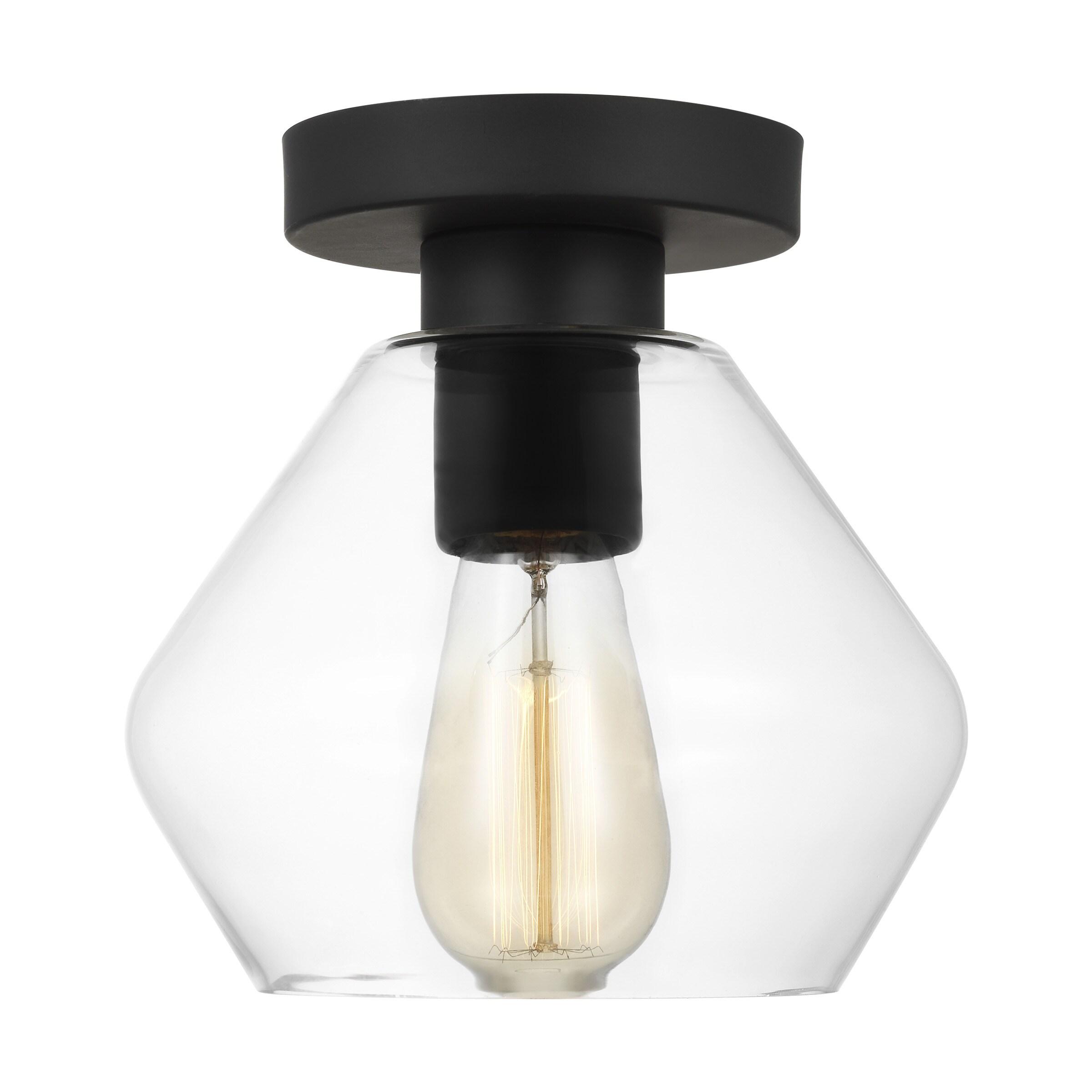 Rooks Single Light Glass Semi Flush Mount
