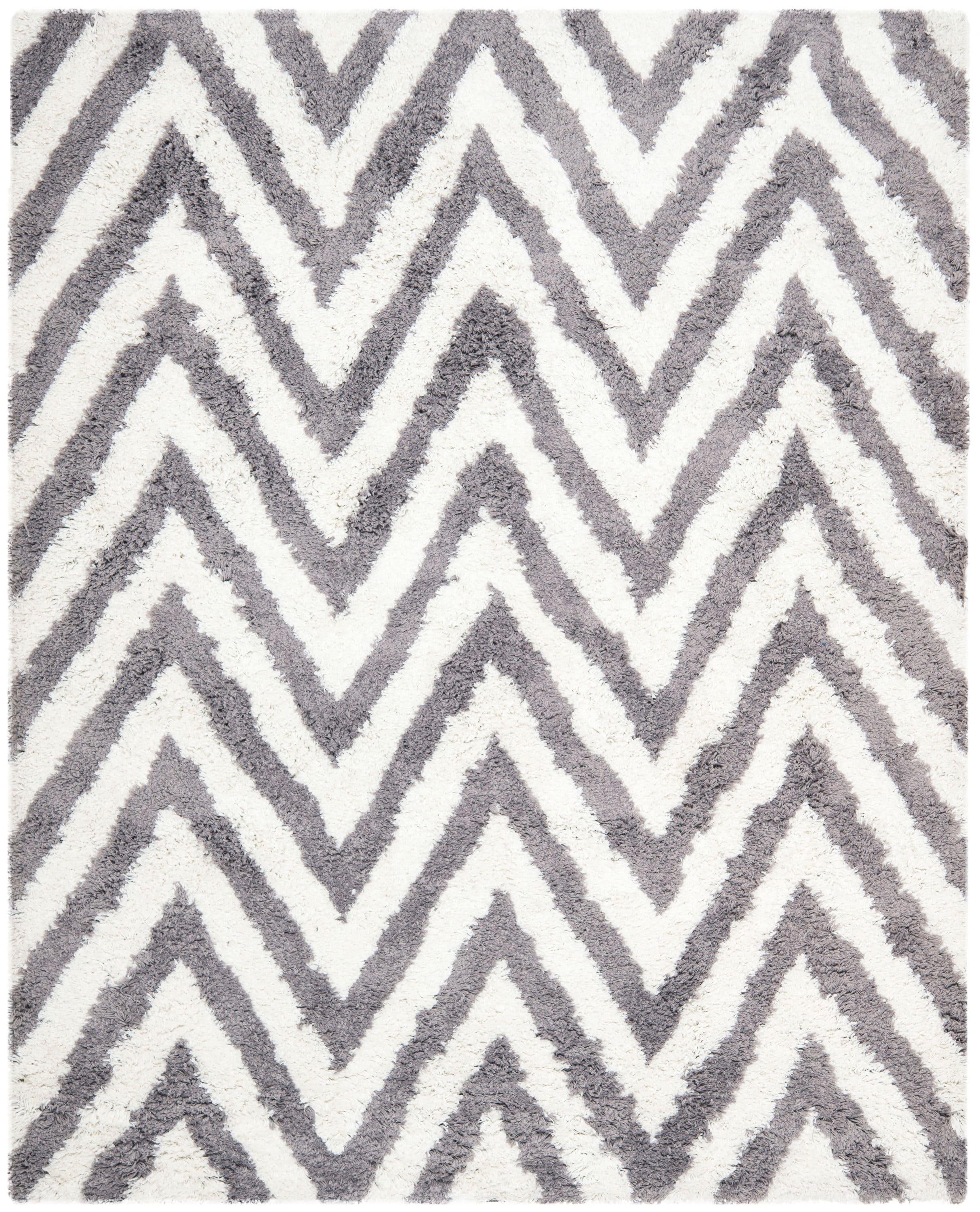 Shag SG250 Hand Tufted Area Rug Ivory / Grey 6' X 9' - Safavieh.