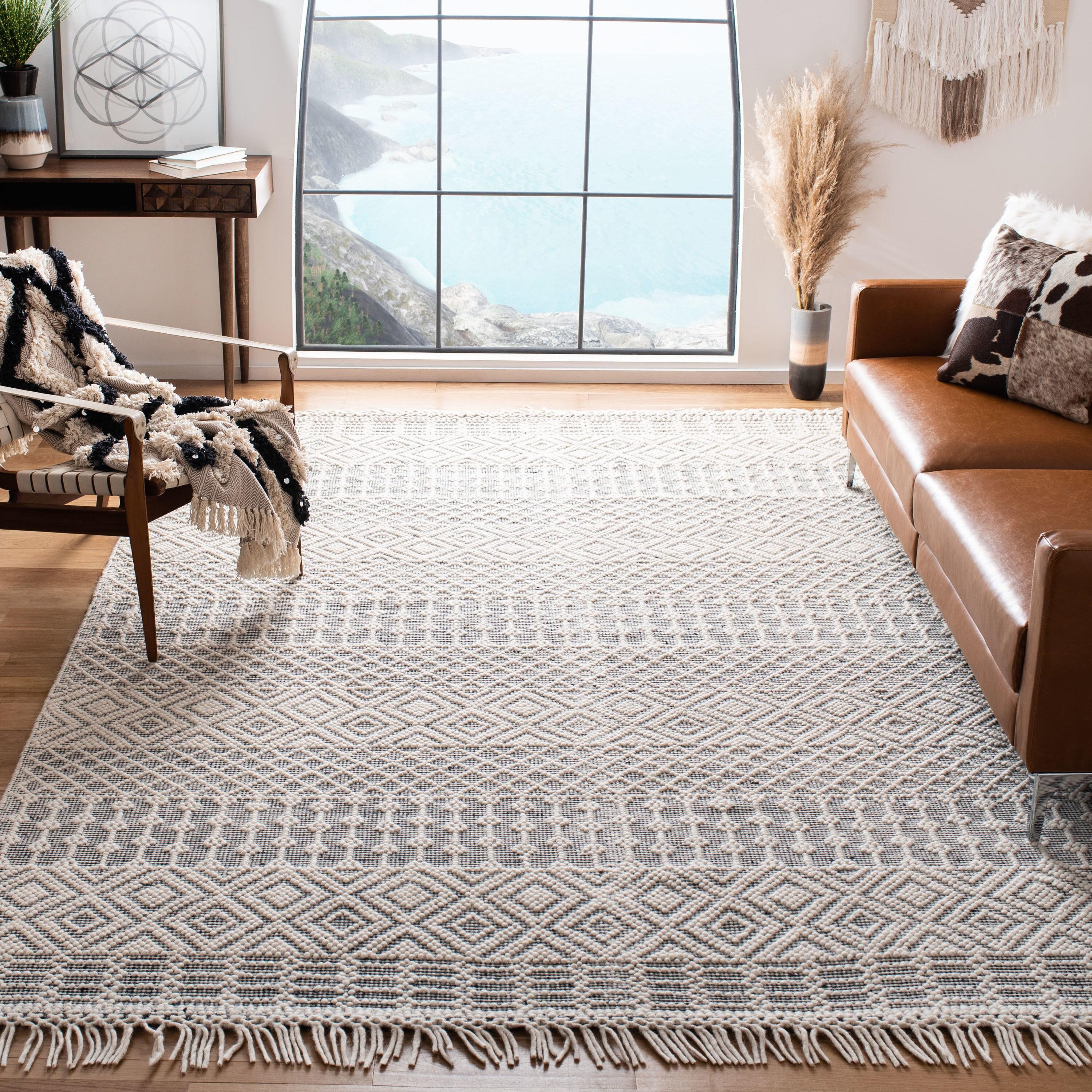 Natura NAT852 Hand Loomed Area Rug - Ivory/Black - 6'x9' - Safavieh.