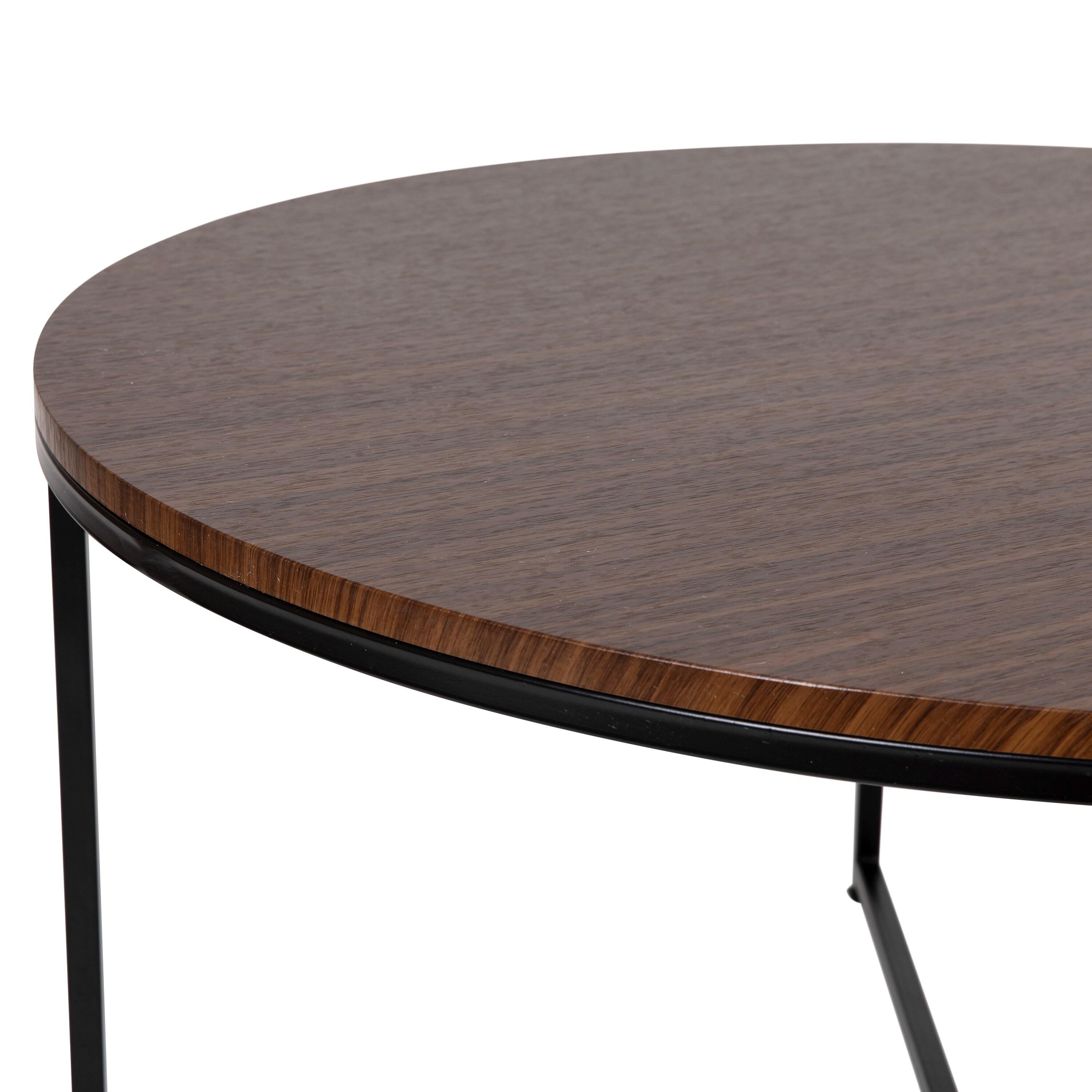 Flash Furniture Hampstead Collection Coffee Table - Modern Walnut Finish Accent Table with Crisscross Matte Black Frame