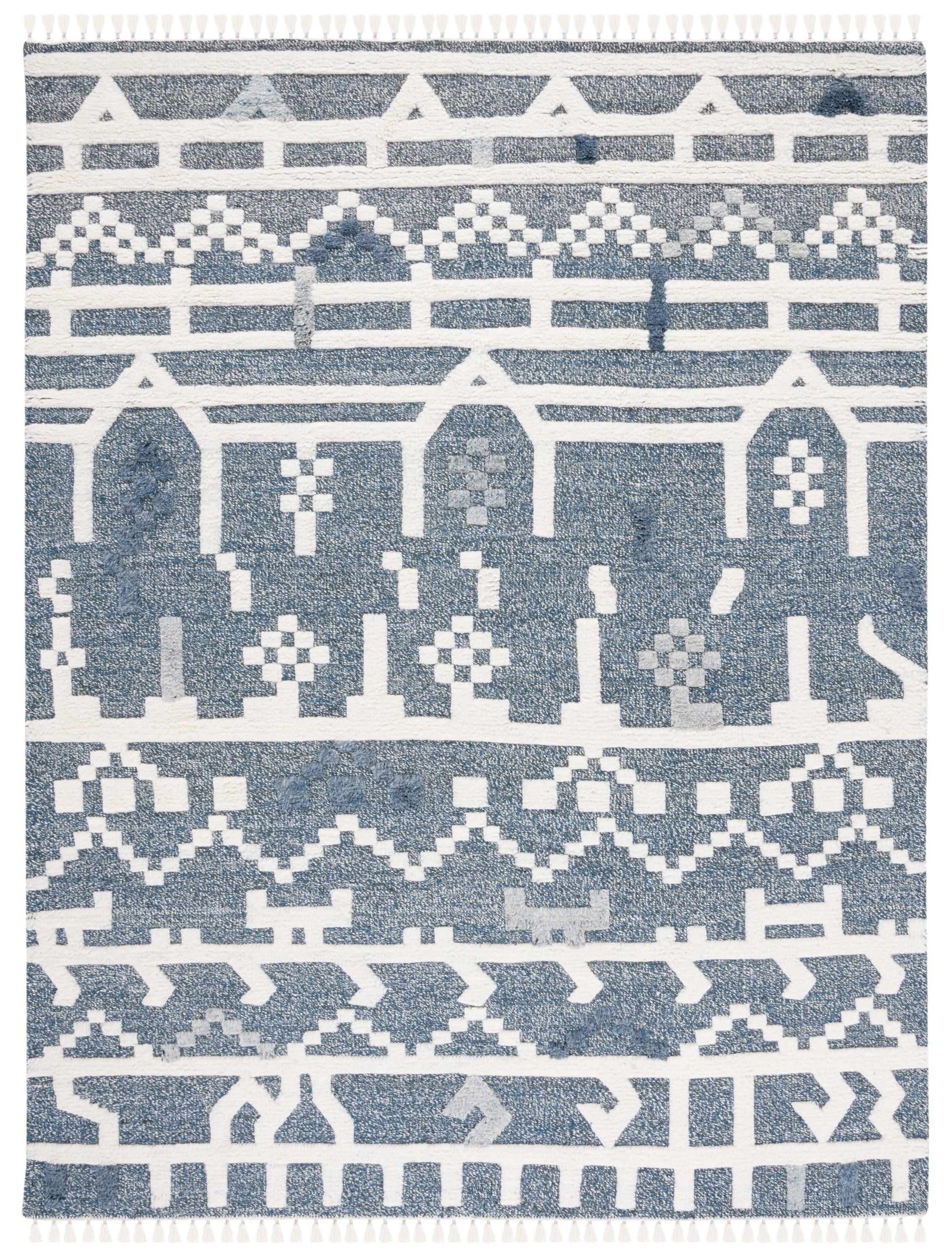 Casablanca CSB523 Hand Knotted Area Rug - Blue/Ivory - 8'x10' - Safavieh.