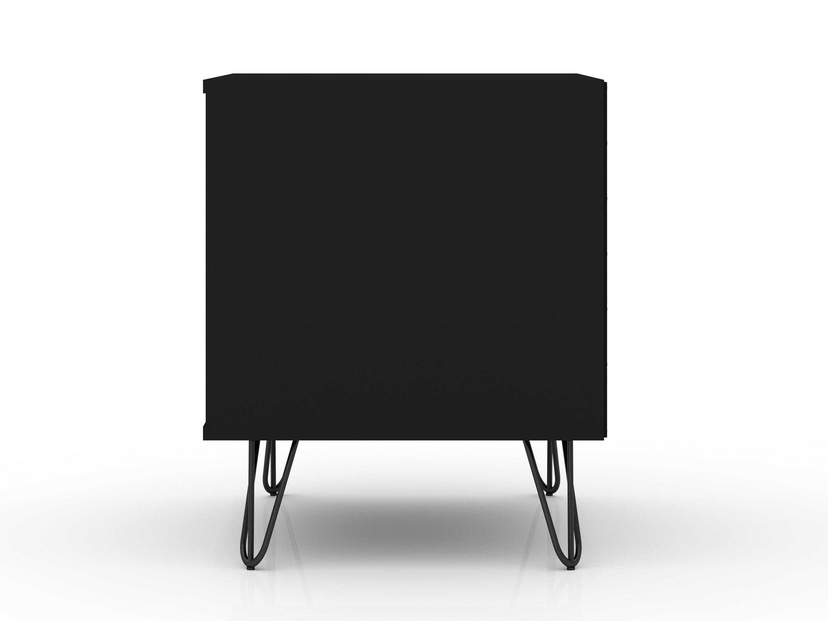 Set of 2 Rockefeller 1 Drawer Nightstands Black - Manhattan Comfort