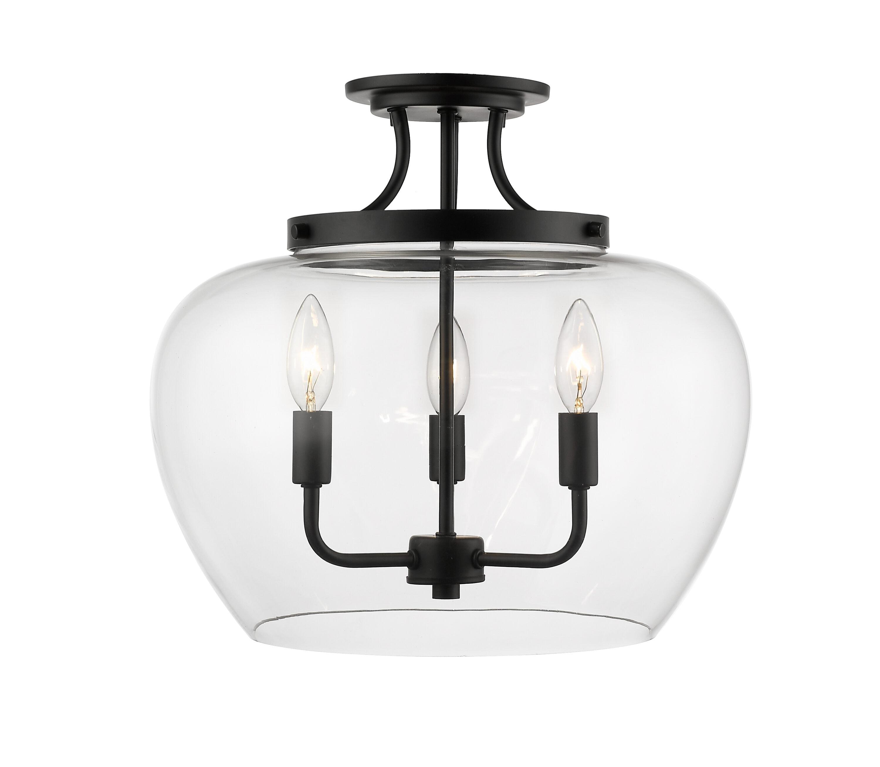 Z-Lite Joliet 3 - Light Semi-Flush Mount in  Matte Black