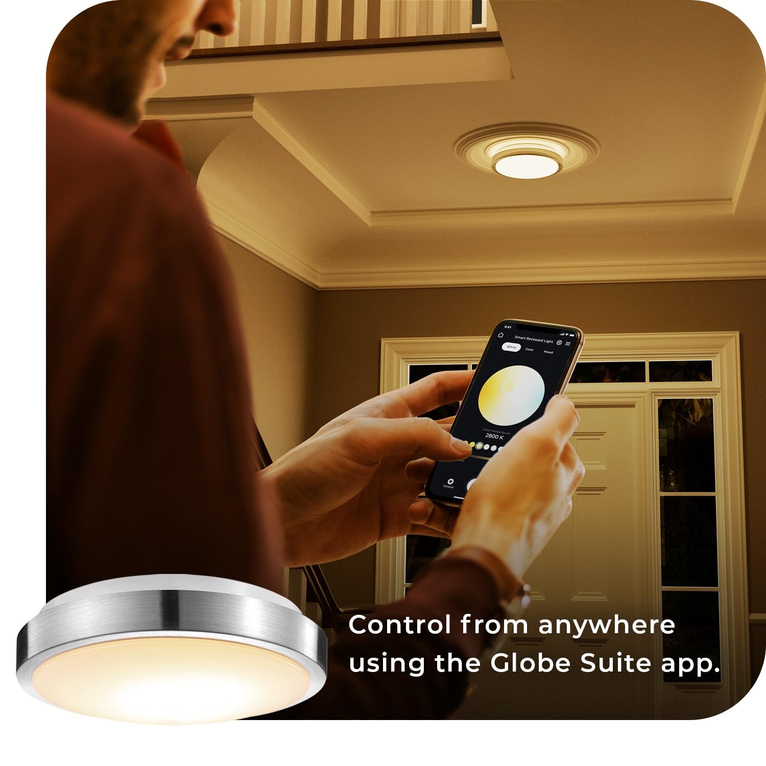 Smart Brushed Nickel 16W 11" White LED Wi-Fi Enabled Voice Activated Flush Mount Ceiling Light: ETL & Energy Star Certified