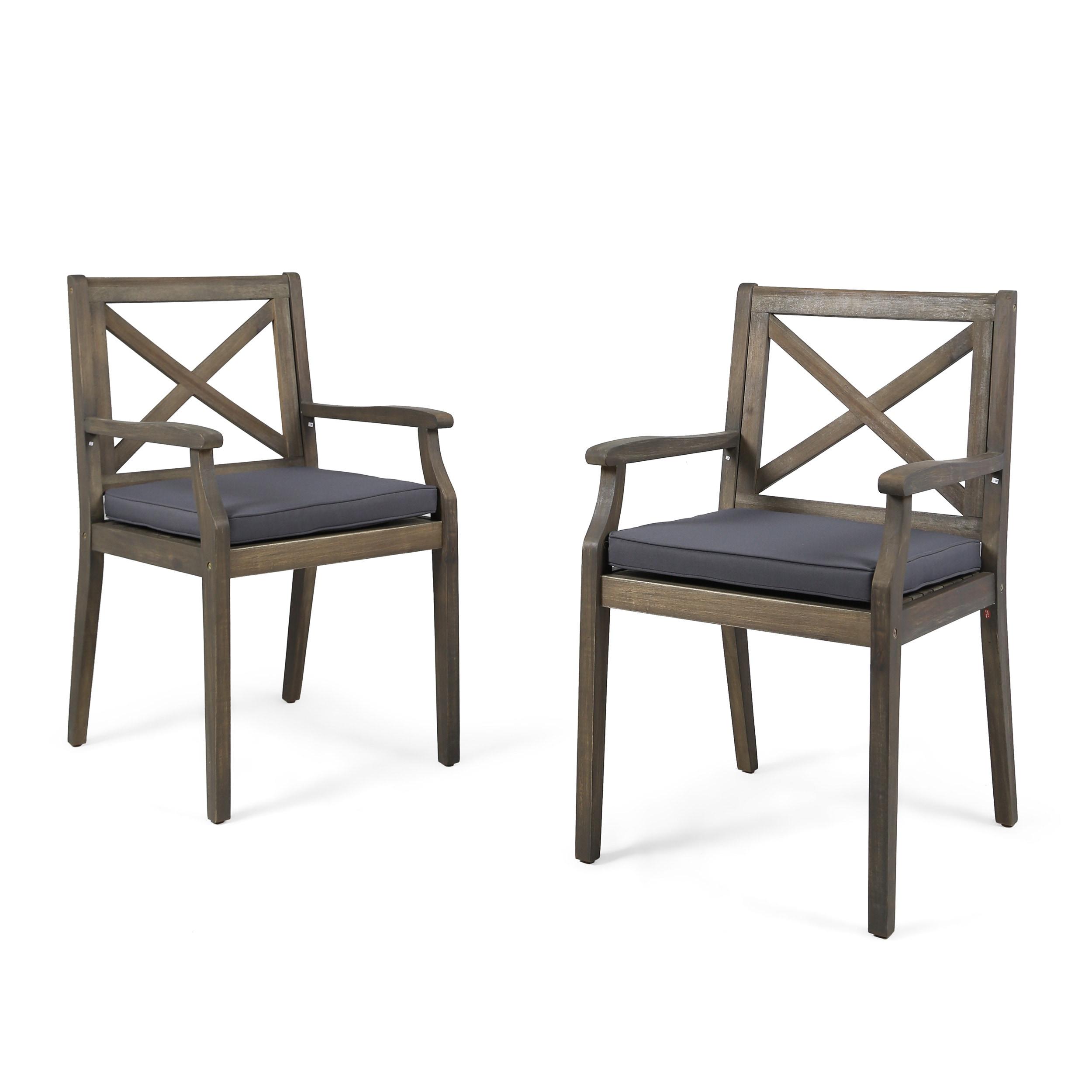 Gracie Oaks Outdoor Acacia Wood Patio Armchair,for Backyard, Poolside, Garden (Set of 2)