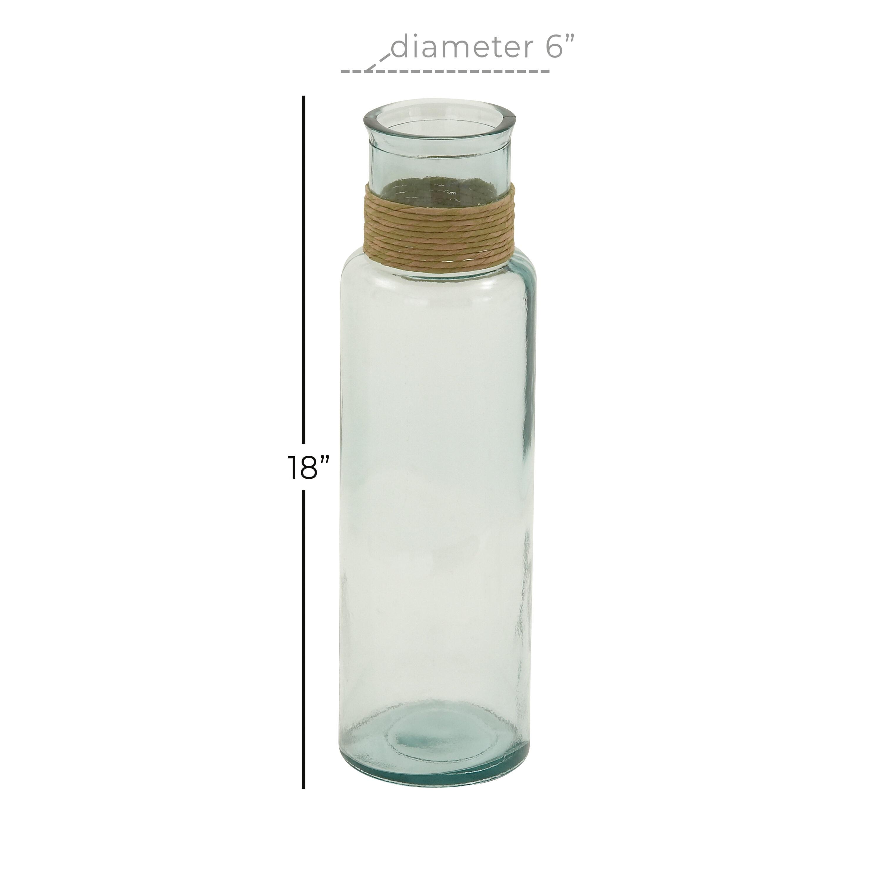 DecMode 18" Spanish Recycled Glass Vase with Rattan Detail