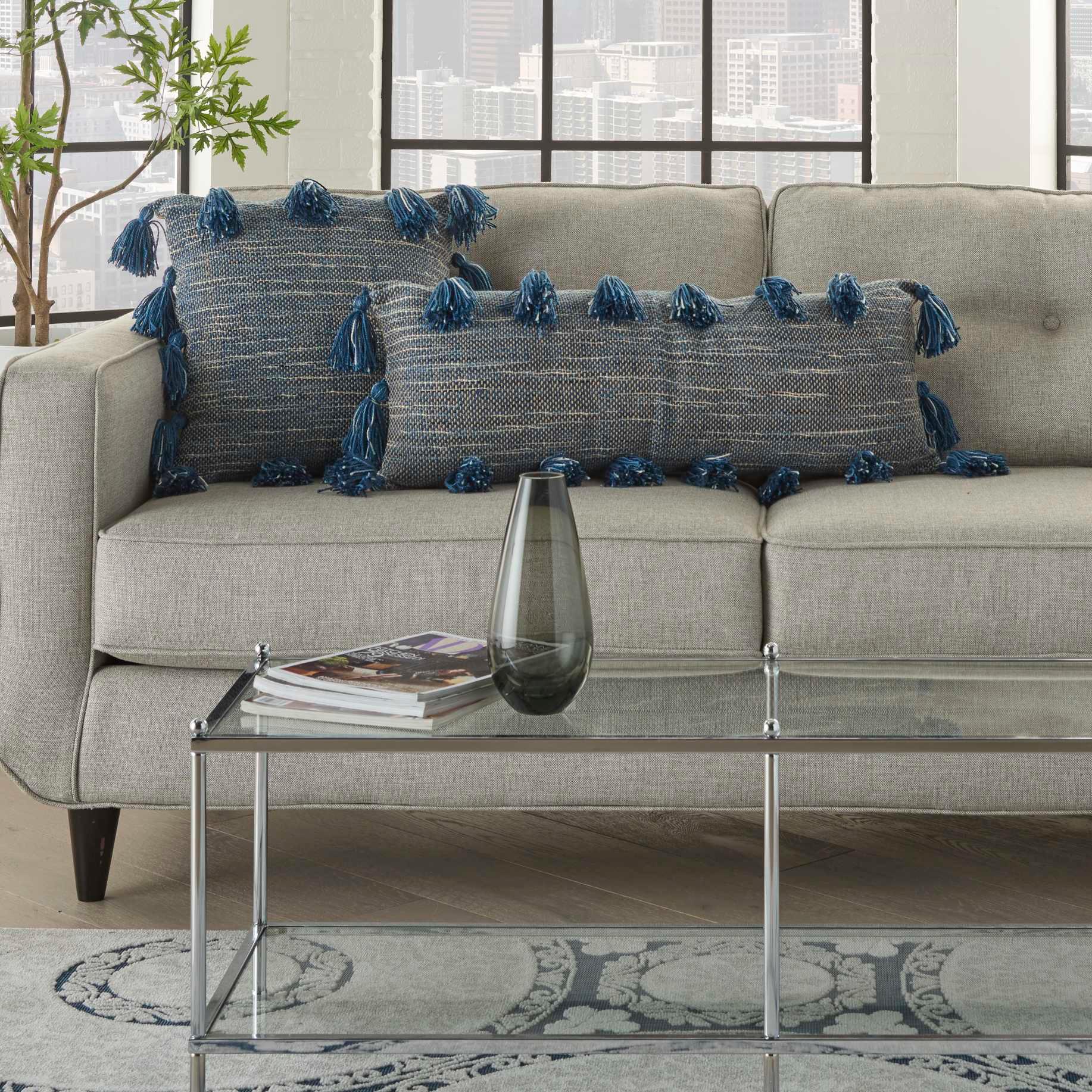 Mina Victory Lifestyles 13-in x 33-in Blue Rectangular Indoor Decorative Pillow