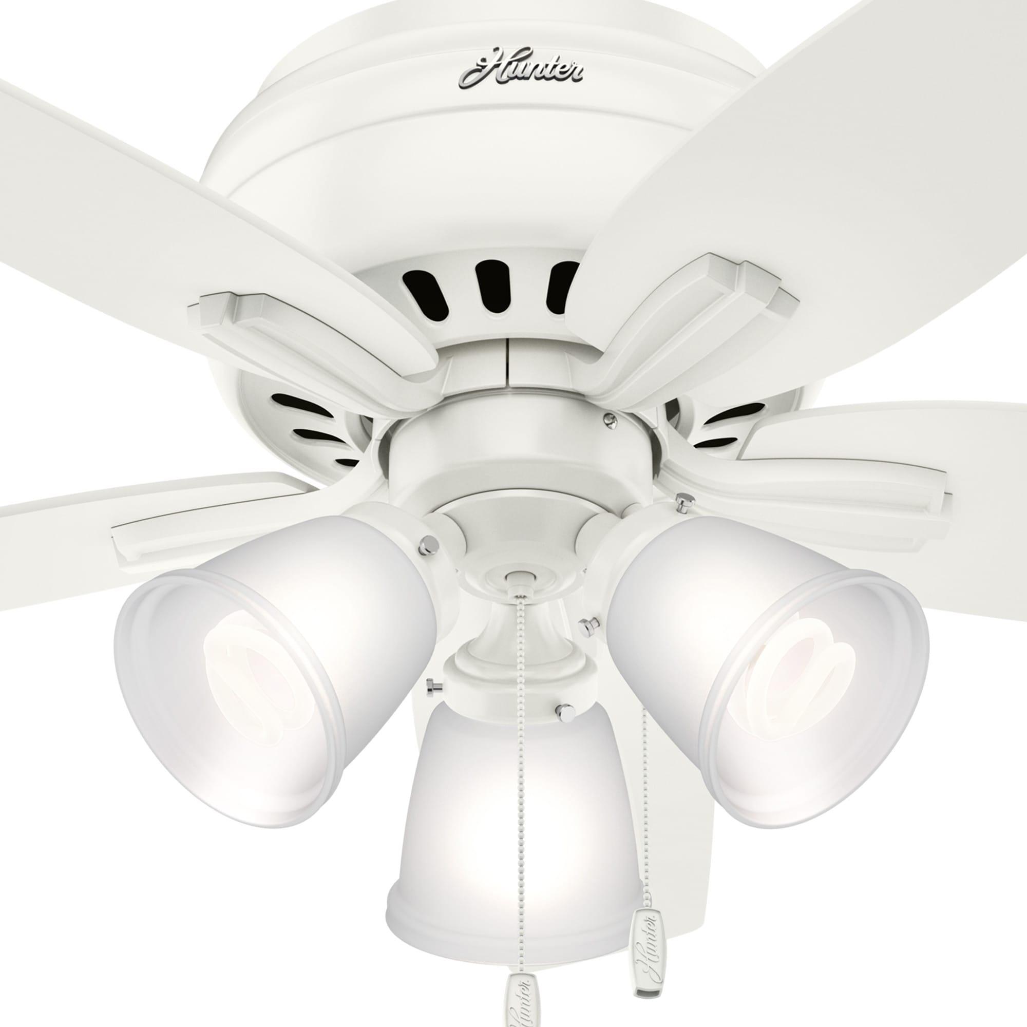 Hunter Fan Newsome 42" 5 - Blade Traditional Indoor Flush Mount Ceiling Fan with Lights and Pull Chains
