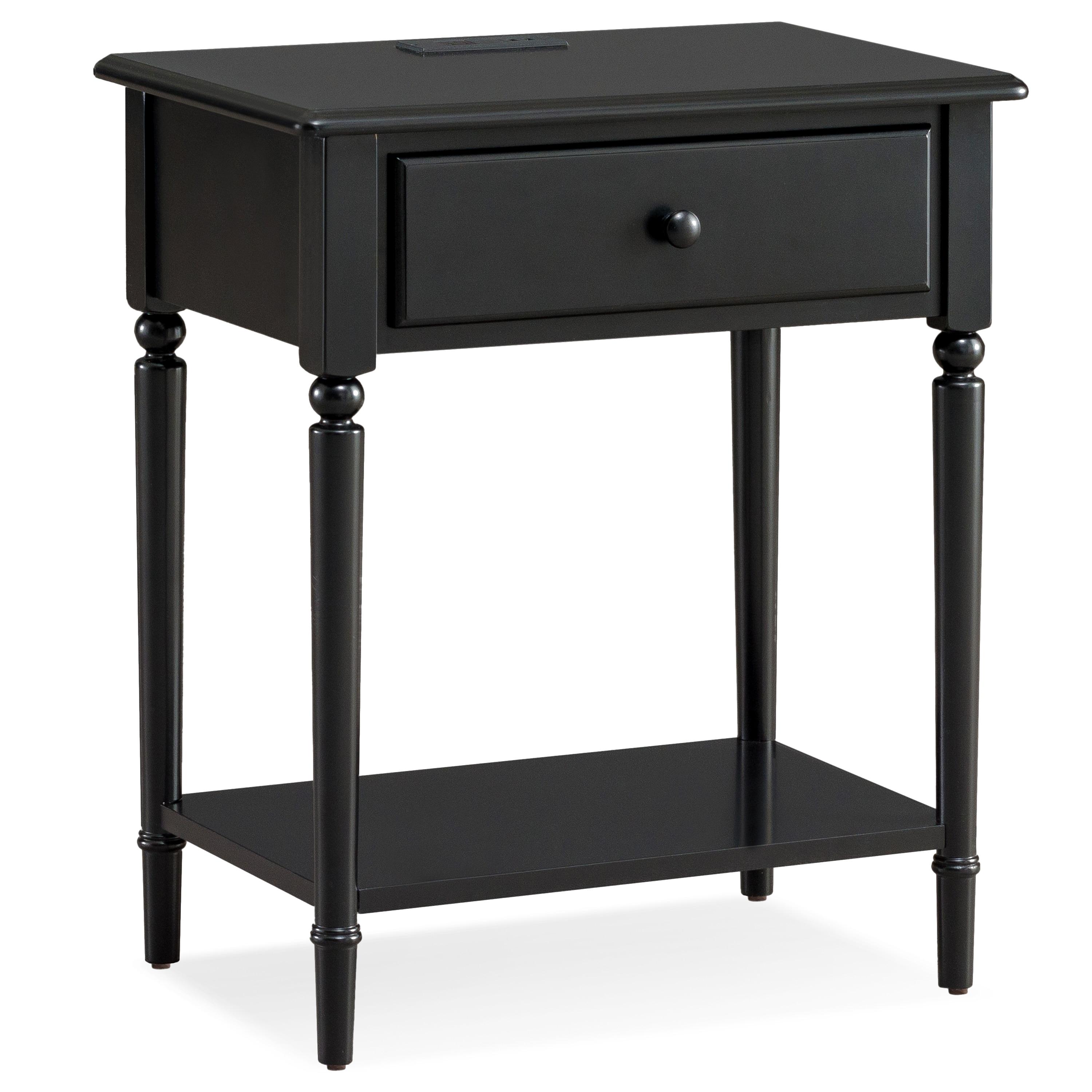 Leick Home Coastal Notions Wood Nightstand with AC/USB Charger in Black