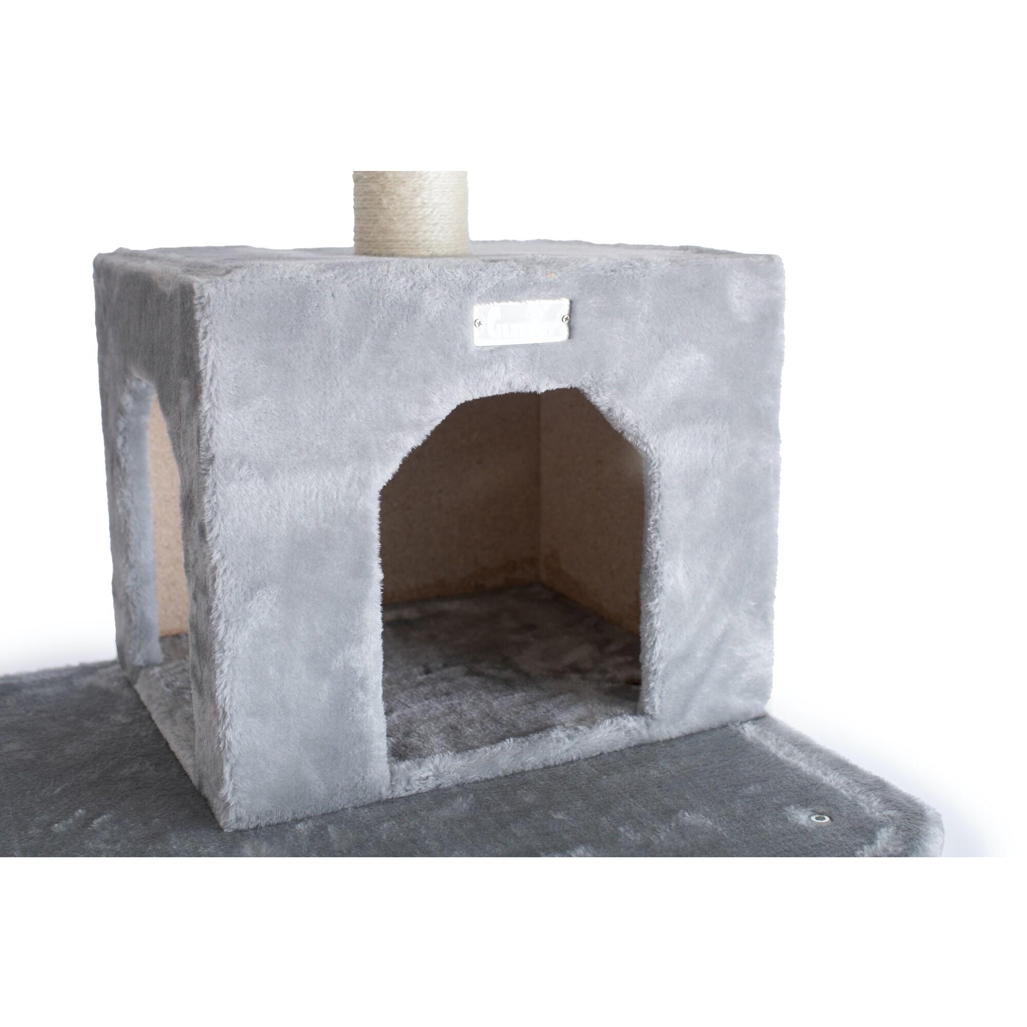 GleePet GP787408 74-Inch Real Wood Cat Tree With Seven Levels, Beige/Silver Gray