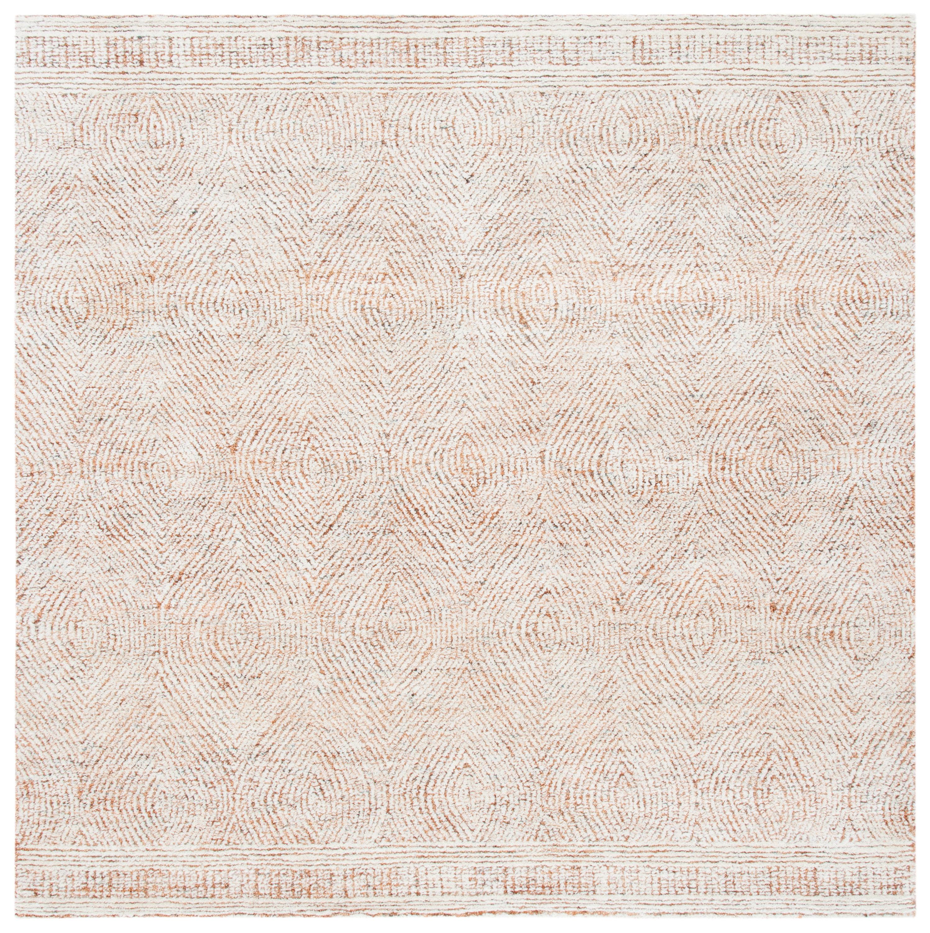 Abstract ABT340 Handmade Indoor Area Rug - Ivory/Rust - 4'x4' - Safavieh