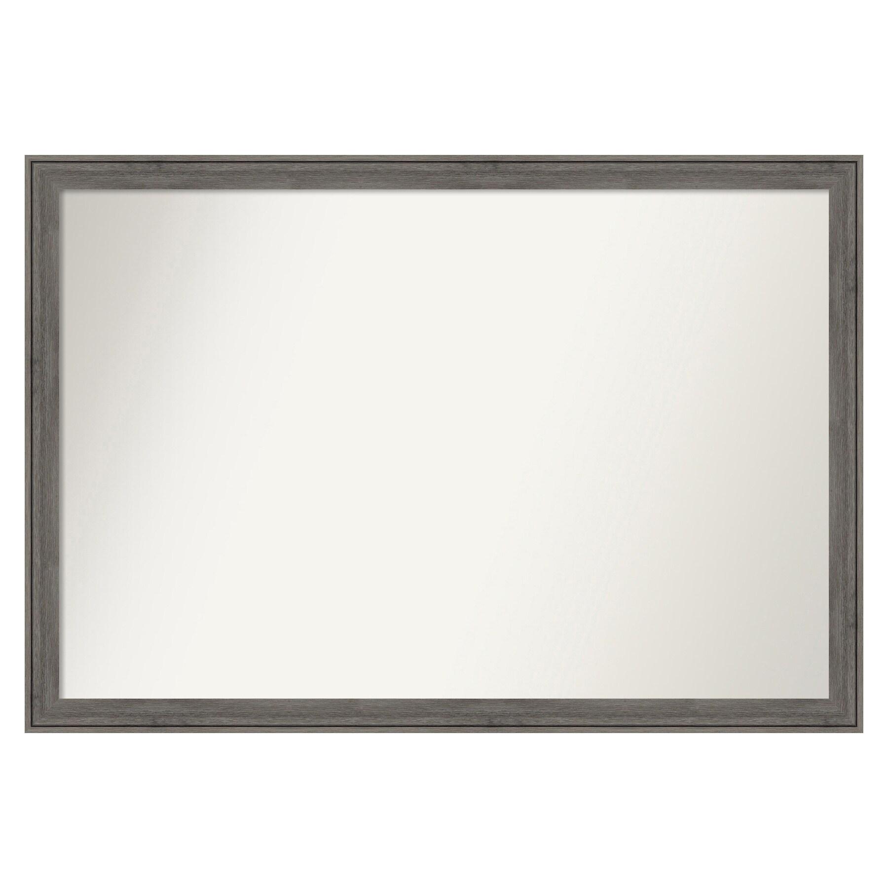 Amanti Art Regis Barnwood Grey Narrow Non-Beveled Wood Bathroom Wall Mirror 26.5 x 38.5 in.