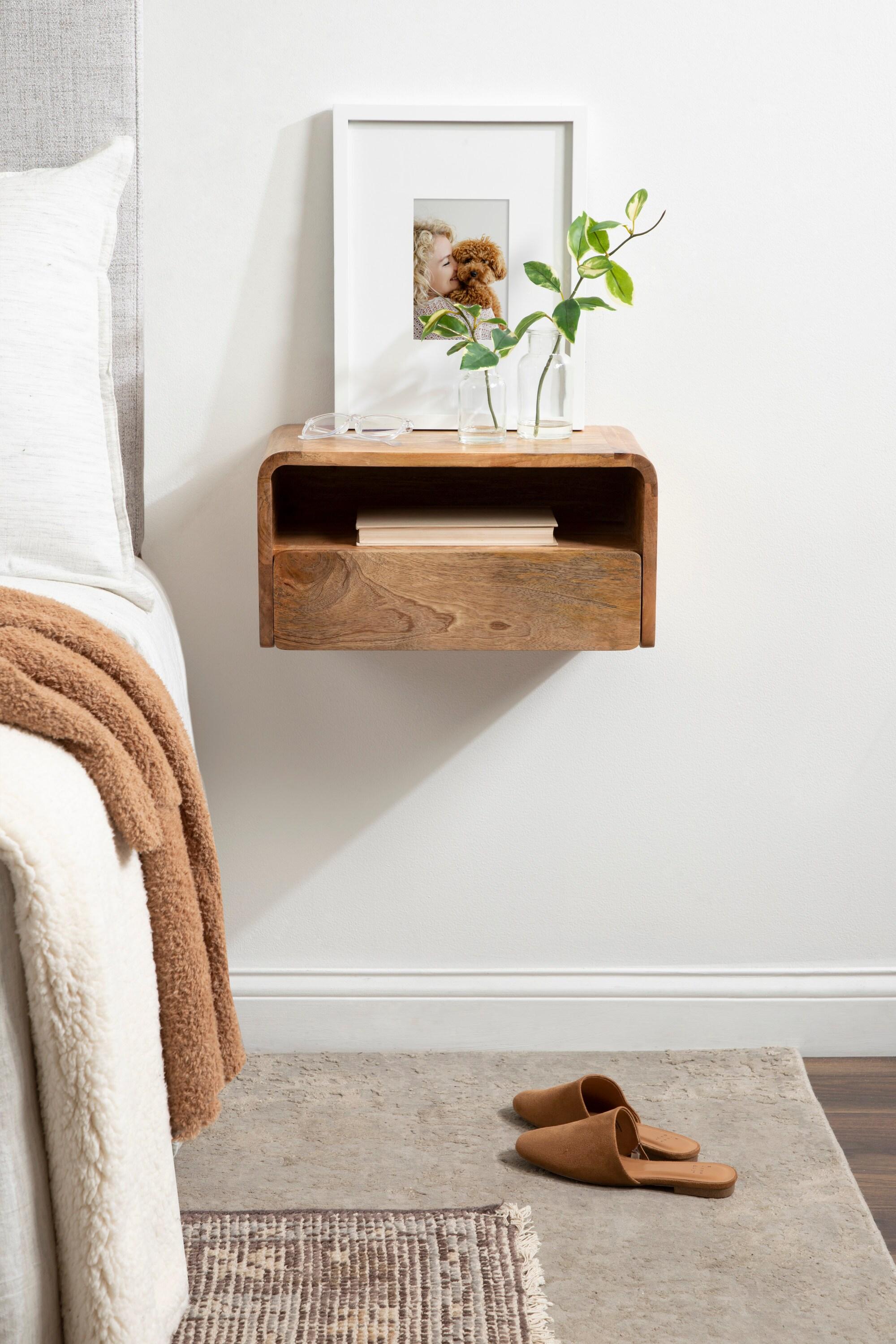 Kate and Laurel Kato Rectangle Wood Floating Side Table, 18x10x9, Natural