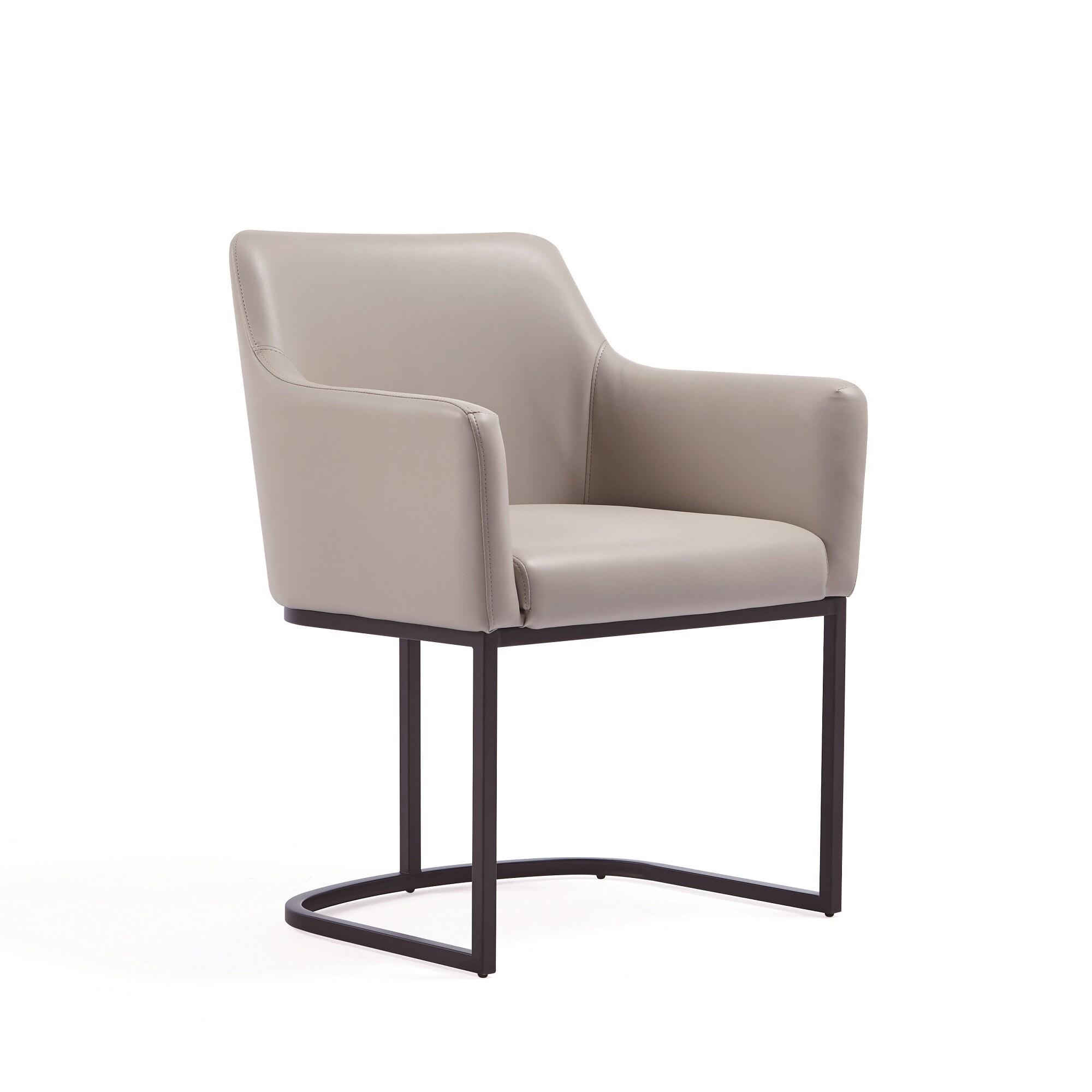 Set of 8 Serena Modern Leatherette Upholstered Dining Chair Set Light Gray - Manhattan Comfort: Ergonomic Design, Steel Legs, Foam-Filled