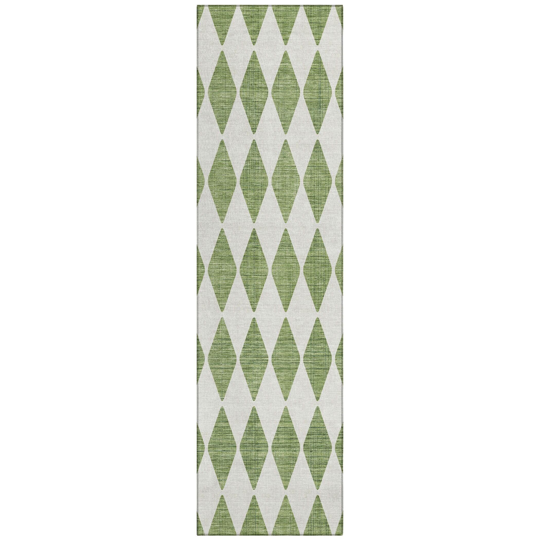 Addison Rugs Chantille Indoor/Outdoor Transitional Diamonds Green Washable Runner Rug, 2'3" x 7'6"