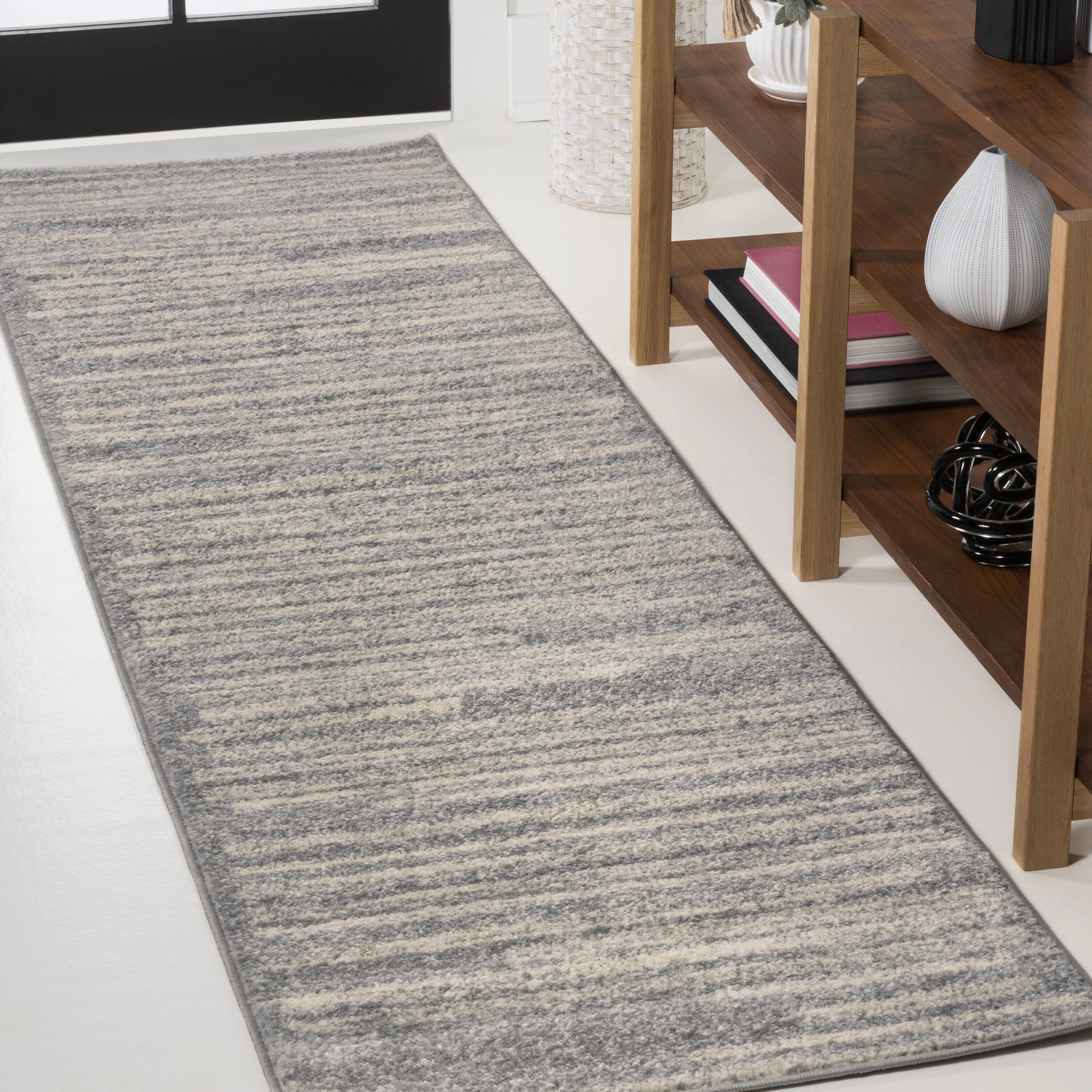 JONATHAN Y Khalil Modern Berber Stripe Gray/Cream 2 ft. x 8 ft. Runner Rug