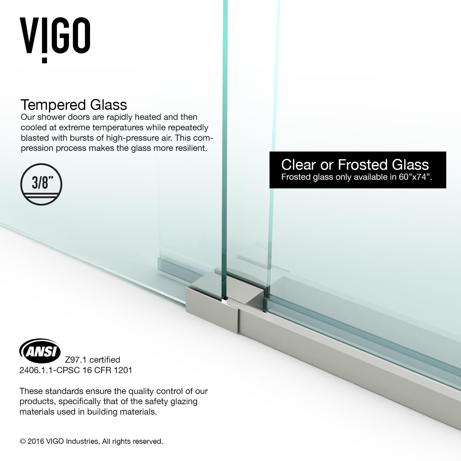 Elan 56-60" W x 66" H Sliding Frameless Tub Door with 3/8" Clear Glass