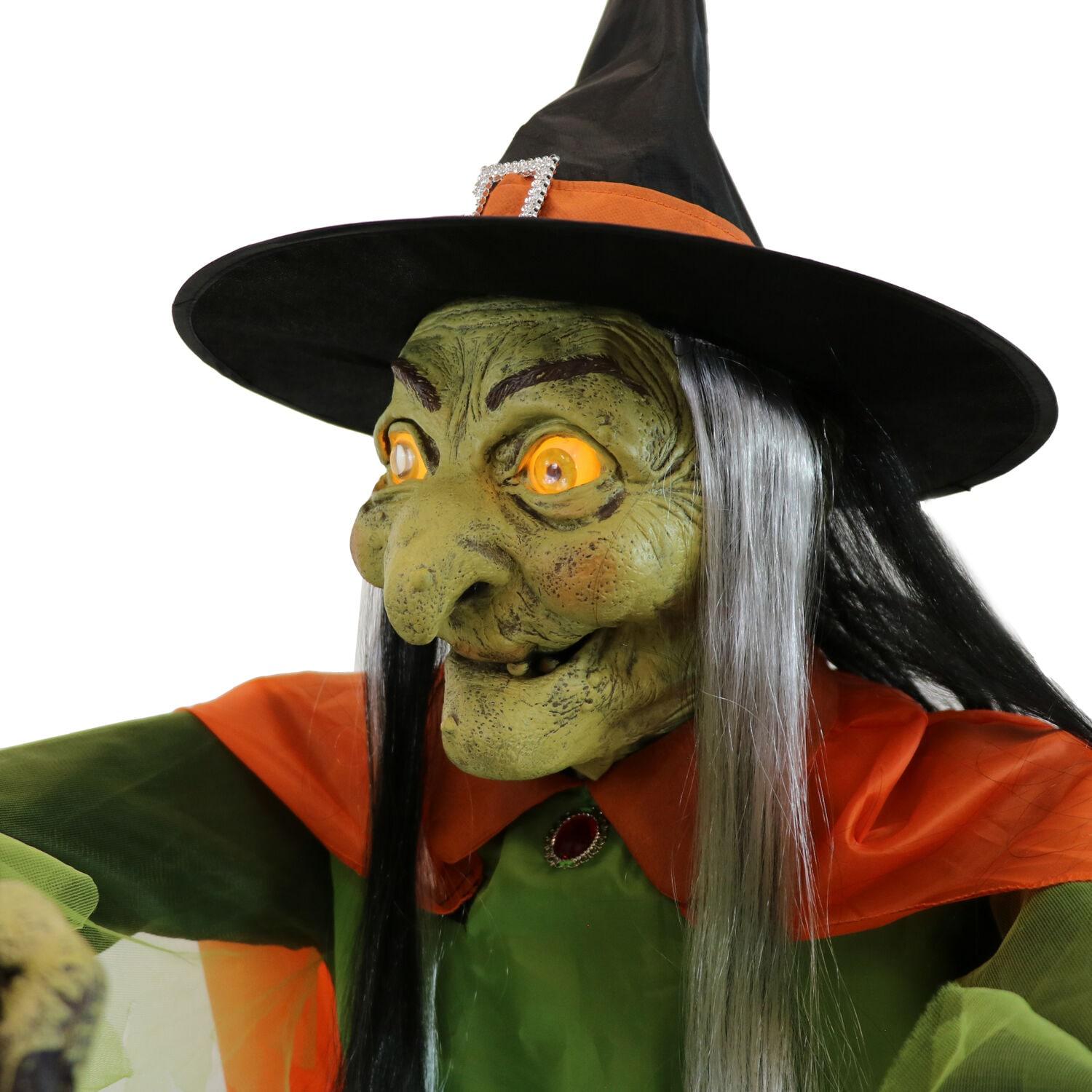 Haunted Hill Farm Haunted Hill Farm Motion-Activated Wicked Cauldron Witches, Plug-In Talking Halloween Animatronic